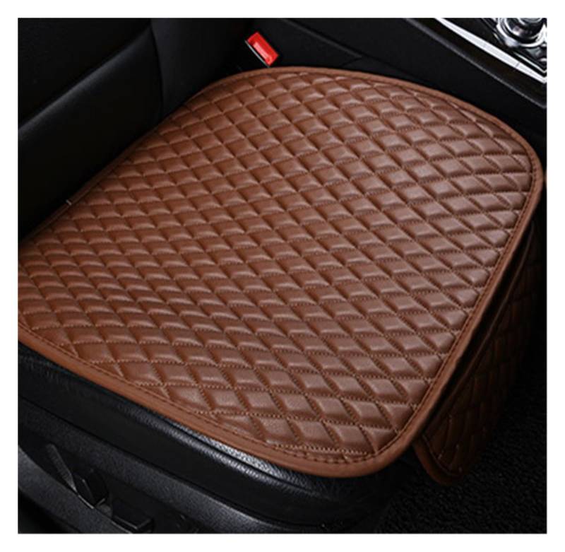 LMHGMUBVR Auto Sitzbezügesets Autositzbezüge, Pu-Leder, Autositzkissen, bleiben am Fahrzeug, rutschfest, leicht zu reinigen, Kfz-Pads.(Braun,1xFront Seat Covers) von LMHGMUBVR