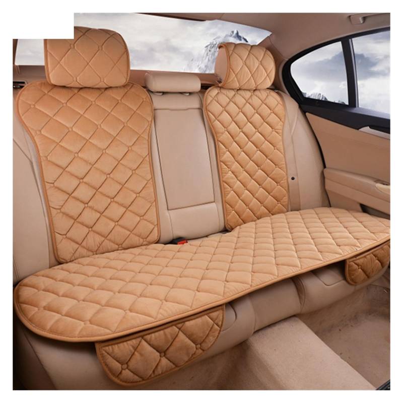 LMHGMUBVR Auto Sitzbezügesets Autositzbezüge Schutzset Universal Auto Vorne Hinten Stuhl Kissen Pad Warme Plüsch Autos Sitzbezüge Matte.(Beige) von LMHGMUBVR