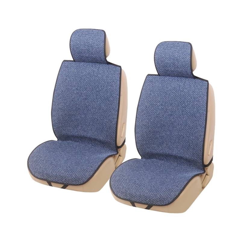 LMHGMUBVR Auto Sitzbezügesets Autositzbezug, Flachsschutz, Leinen, Vorder- oder Rücksitzlehnenkissen.(Blau,2X Front Car Seat Cover) von LMHGMUBVR