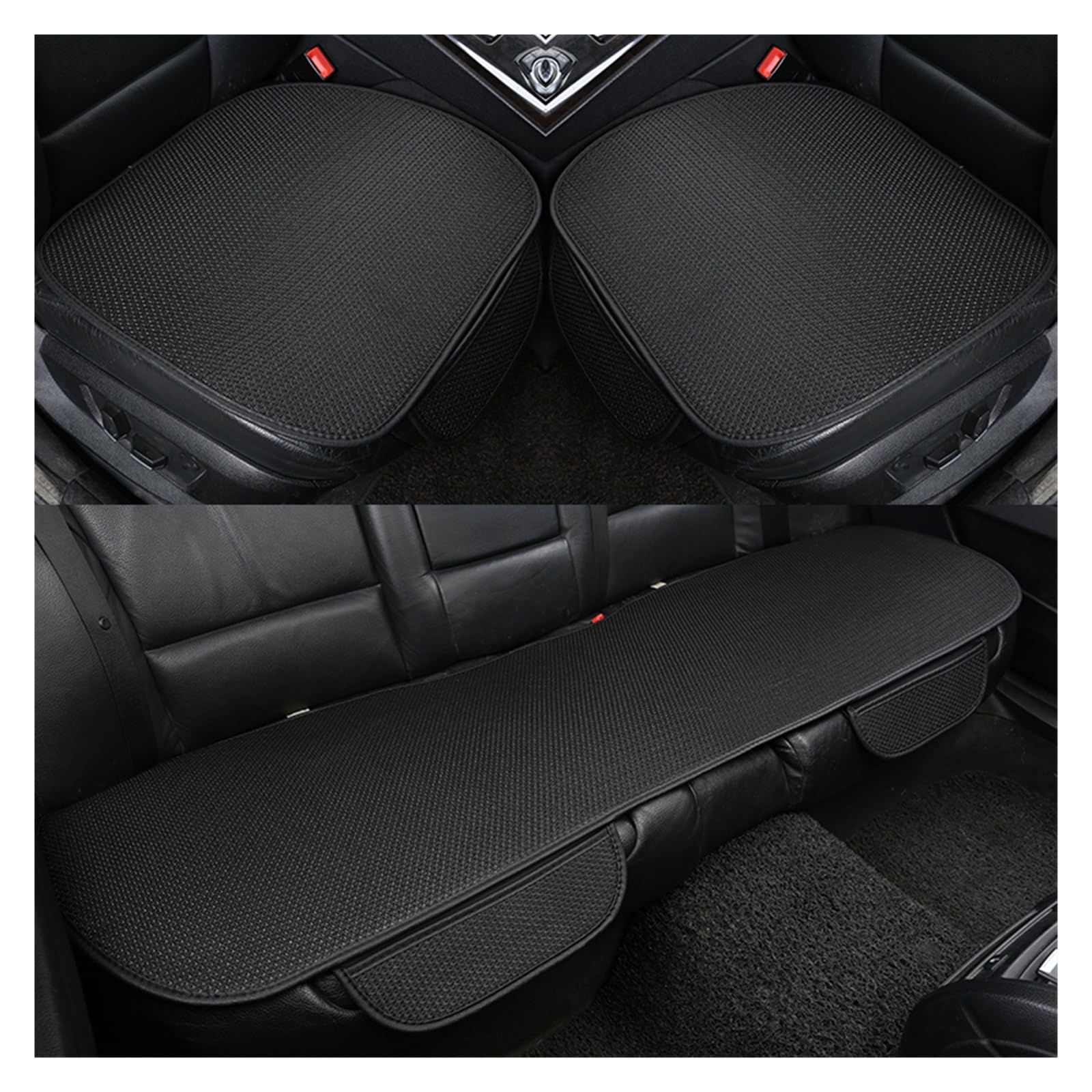 LMHGMUBVR Auto Sitzbezügesets Autositzbezug, atmungsaktiv, Eisseide, Vier Jahreszeiten, Autositzkissen-Schutzpolster, Vorderpolster.(Schwarz,Set of seat Covers) von LMHGMUBVR