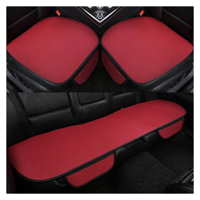 LMHGMUBVR Auto Sitzbezügesets Autositzbezug, atmungsaktiv, Eisseide, Vier Jahreszeiten, Autositzkissen-Schutzpolster, Vorderpolster.(rot,Set of seat Covers) von LMHGMUBVR