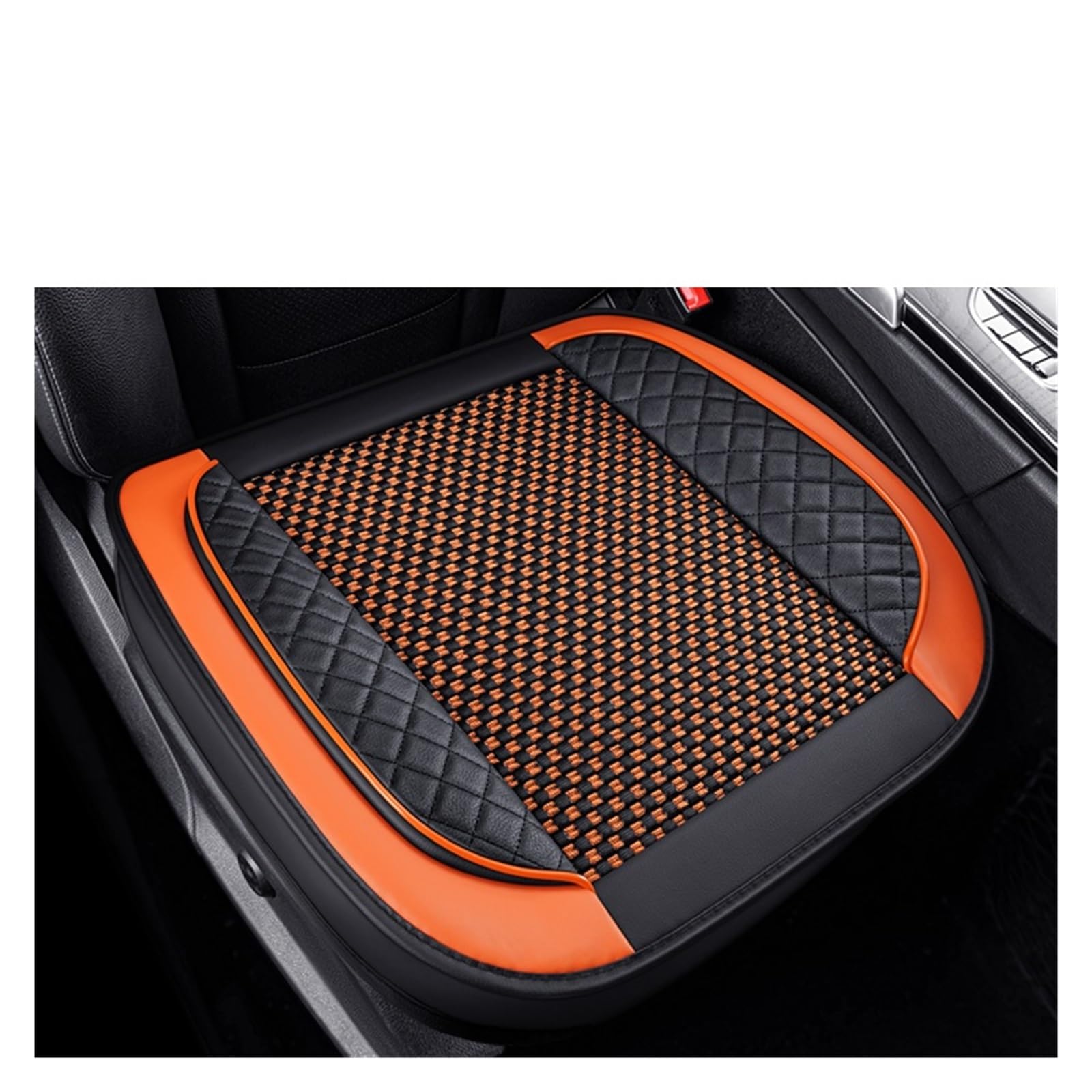 LMHGMUBVR Auto Sitzbezügesets Autositzbezug, atmungsaktives Leder, Eisseide, Autositzkissen-Schutzpolster, Vorderpolster.(Orange,1xFront Seat Covers) von LMHGMUBVR