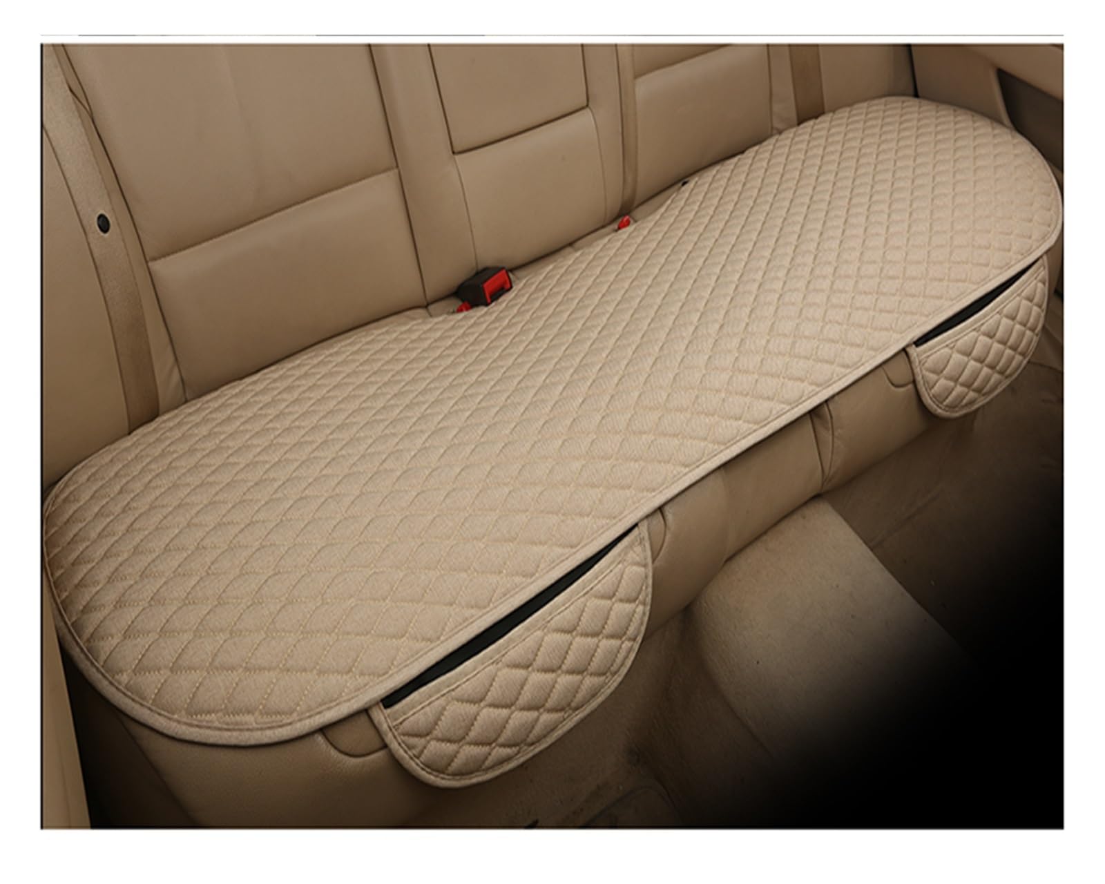 LMHGMUBVR Auto Sitzbezügesets Autositzbezug-Kissen, universeller Vorder- und Rücksitzbezug, atmungsaktiver Schutz für Autostuhl.(Beige,1xRear Seat Covers) von LMHGMUBVR