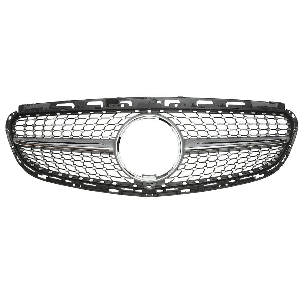 LMHGMUBVR Auto Sitzbezügesets Autozubehör Frontstoßstange Oberer Grill Renngrill Für M&ercedes Für B&ENZ Für E-Klasse Für W212 Für E200 Für E260 Für E300 Für E350 Für E4000 2014–2015(Diamond Silver) von LMHGMUBVR