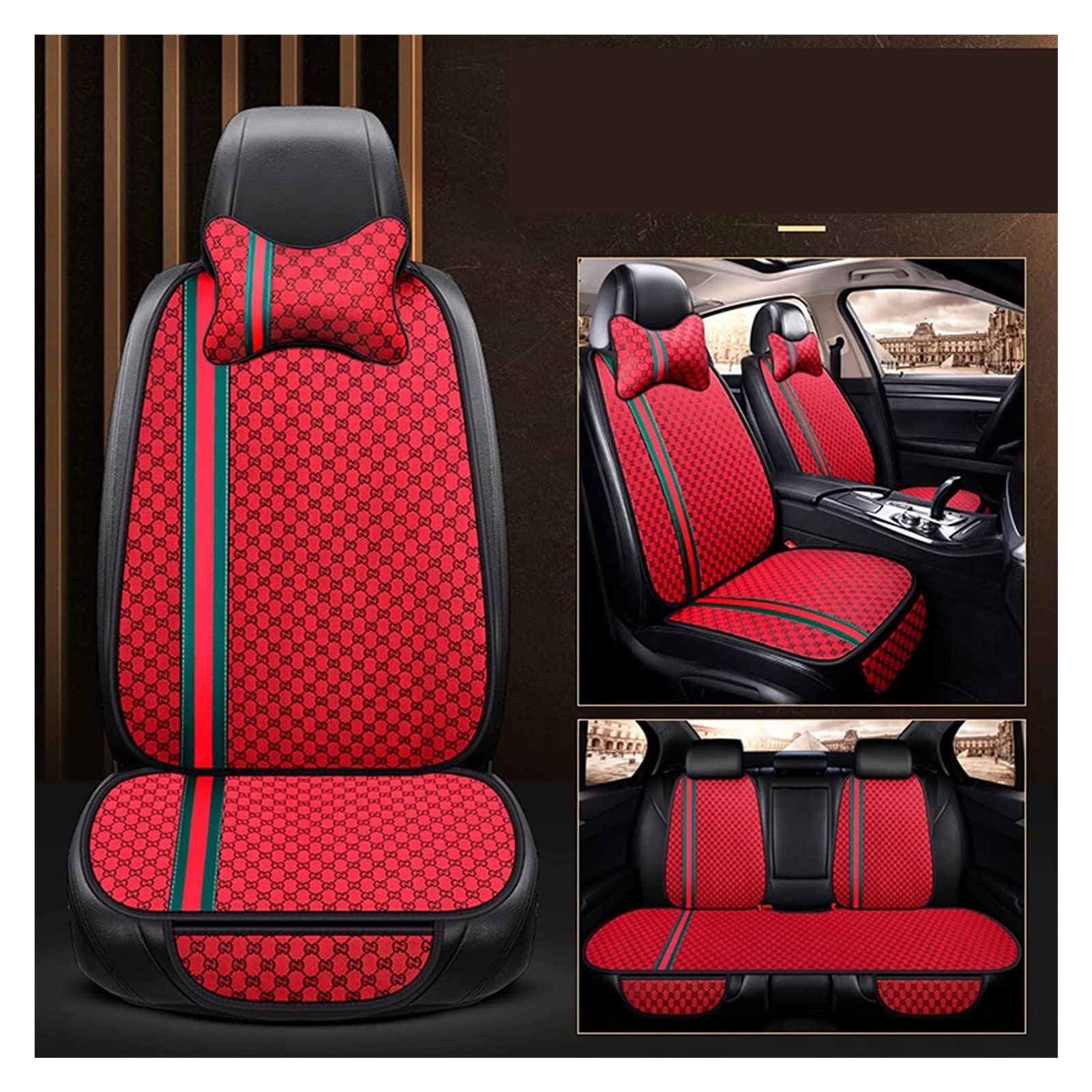 LMHGMUBVR Auto Sitzbezügesets Für 650i Gran Coupe Auto Sitzbezüge Set Universal Auto Kissen Set Auto Protektoren Atmungsaktiv Auto Zubehör Interior(rot) von LMHGMUBVR