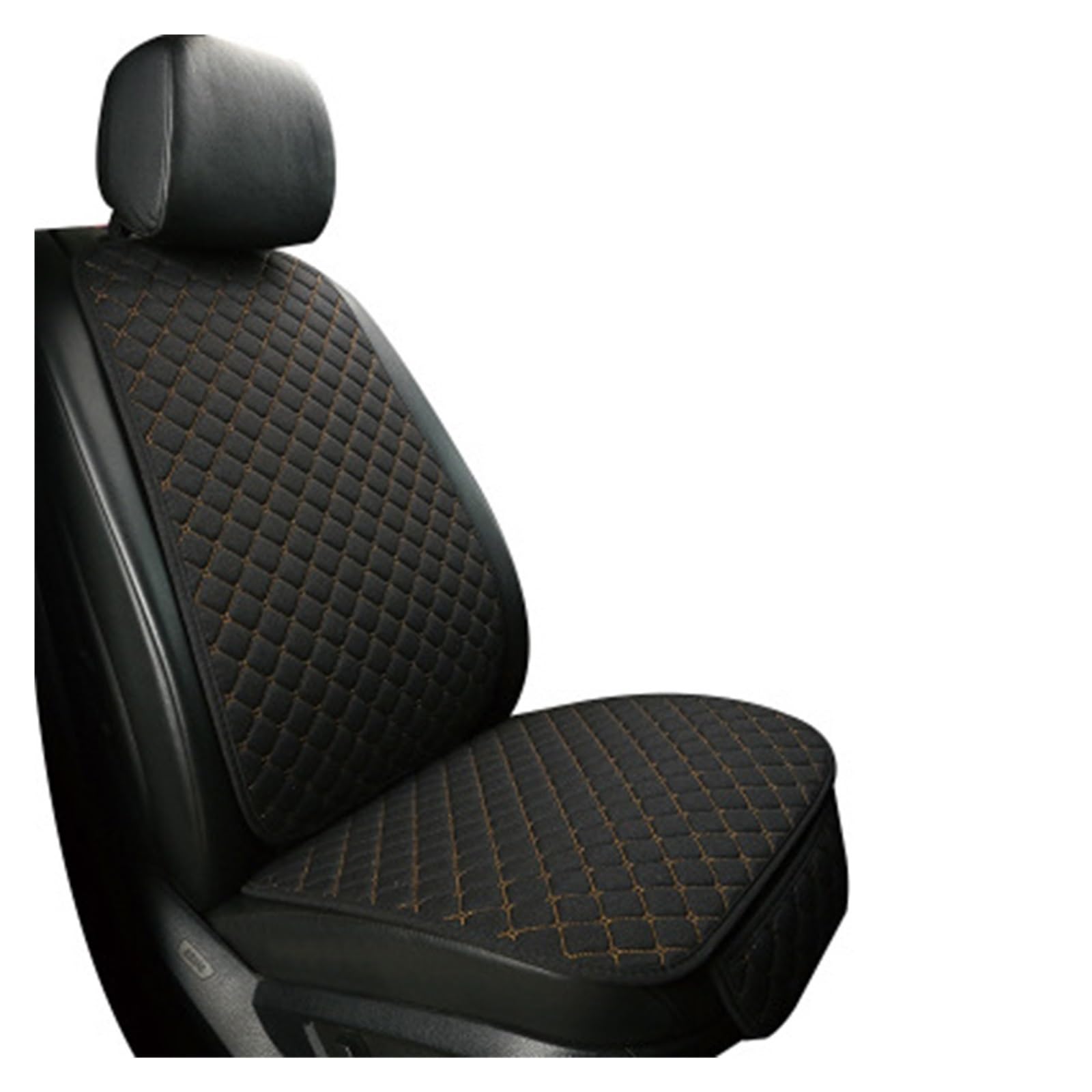 LMHGMUBVR Auto Sitzbezügesets Für Flachs-Autositzbezüge, atmungsaktiv, vorne/hinten, separater Rückenlehnen-Sitzbezug, Leinen.(Black Yellow,1pcs Front Seat Covers) von LMHGMUBVR