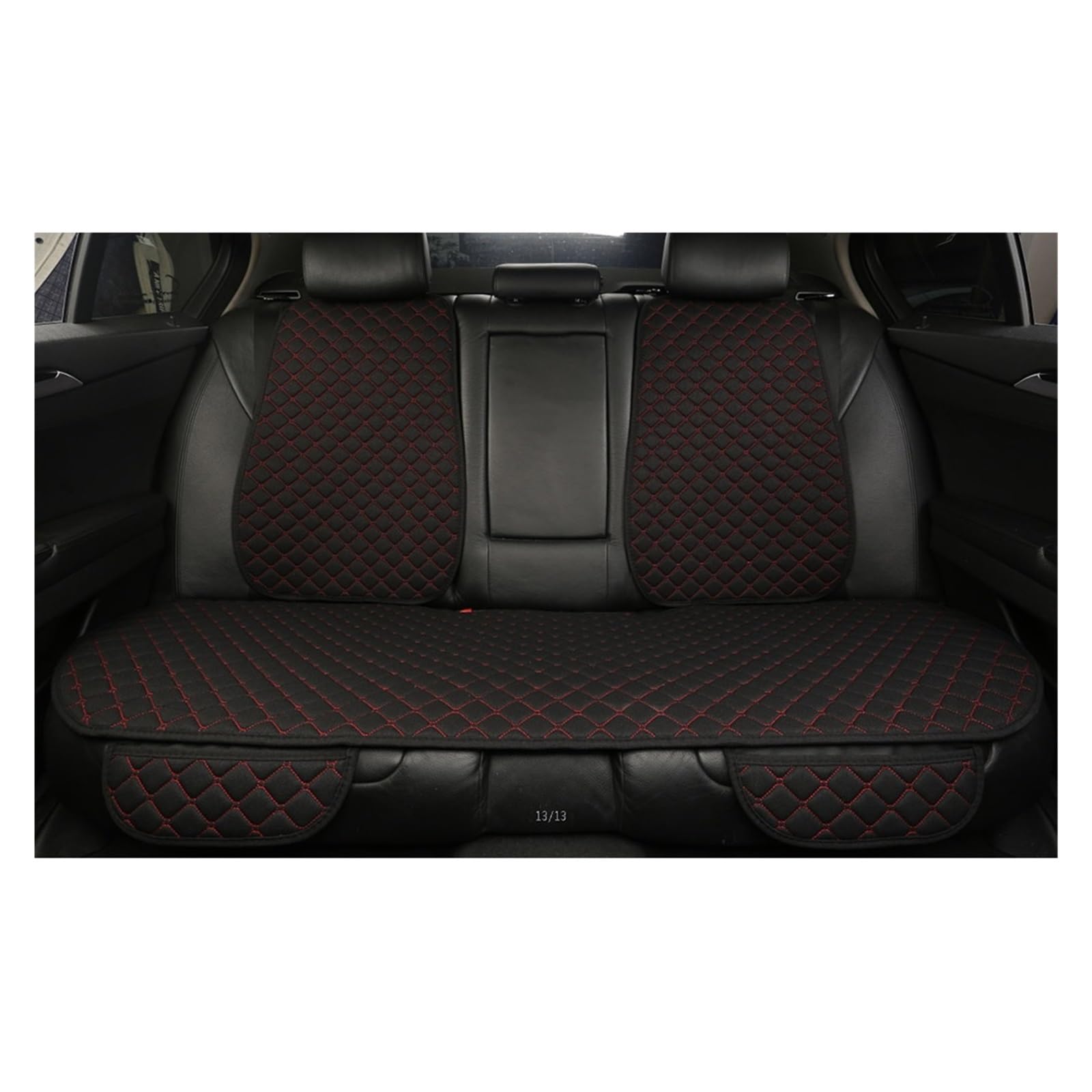 LMHGMUBVR Auto Sitzbezügesets Für Flachs-Autositzbezüge, atmungsaktiv, vorne/hinten, separater Rückenlehnen-Sitzbezug, Leinen.(Black red,1 PCS Rear Seat Covers) von LMHGMUBVR