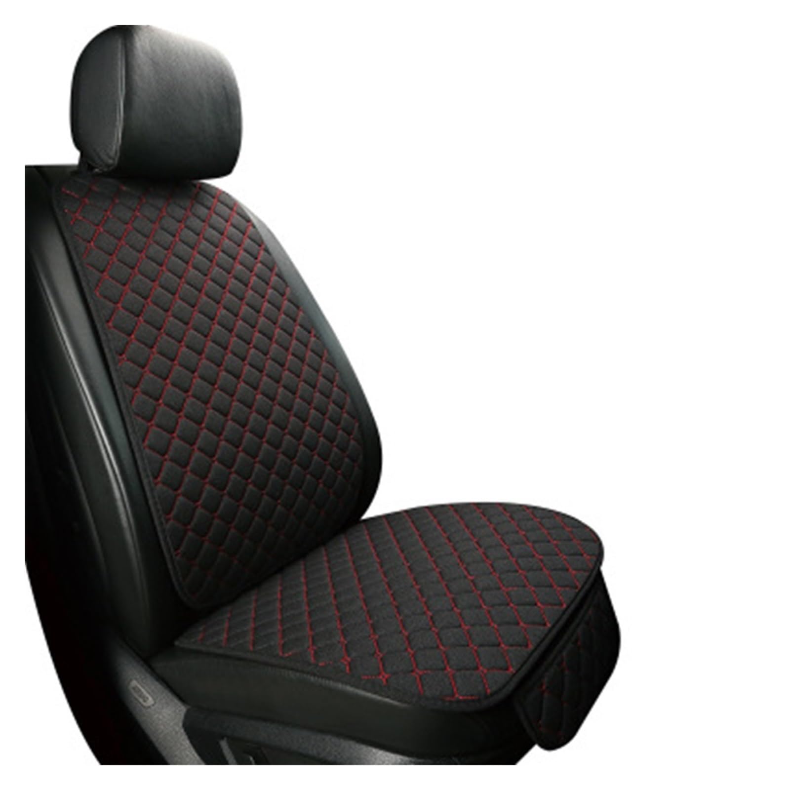 LMHGMUBVR Auto Sitzbezügesets Für Flachs-Autositzbezüge, atmungsaktiv, vorne/hinten, separater Rückenlehnen-Sitzbezug, Leinen.(Black red,1pcs Front Seat Covers) von LMHGMUBVR