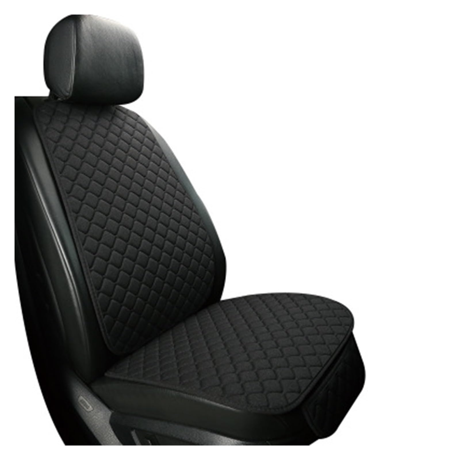 LMHGMUBVR Auto Sitzbezügesets Für Flachs-Autositzbezüge, atmungsaktiv, vorne/hinten, separater Rückenlehnen-Sitzbezug, Leinen.(Schwarz,1pcs Front Seat Covers) von LMHGMUBVR