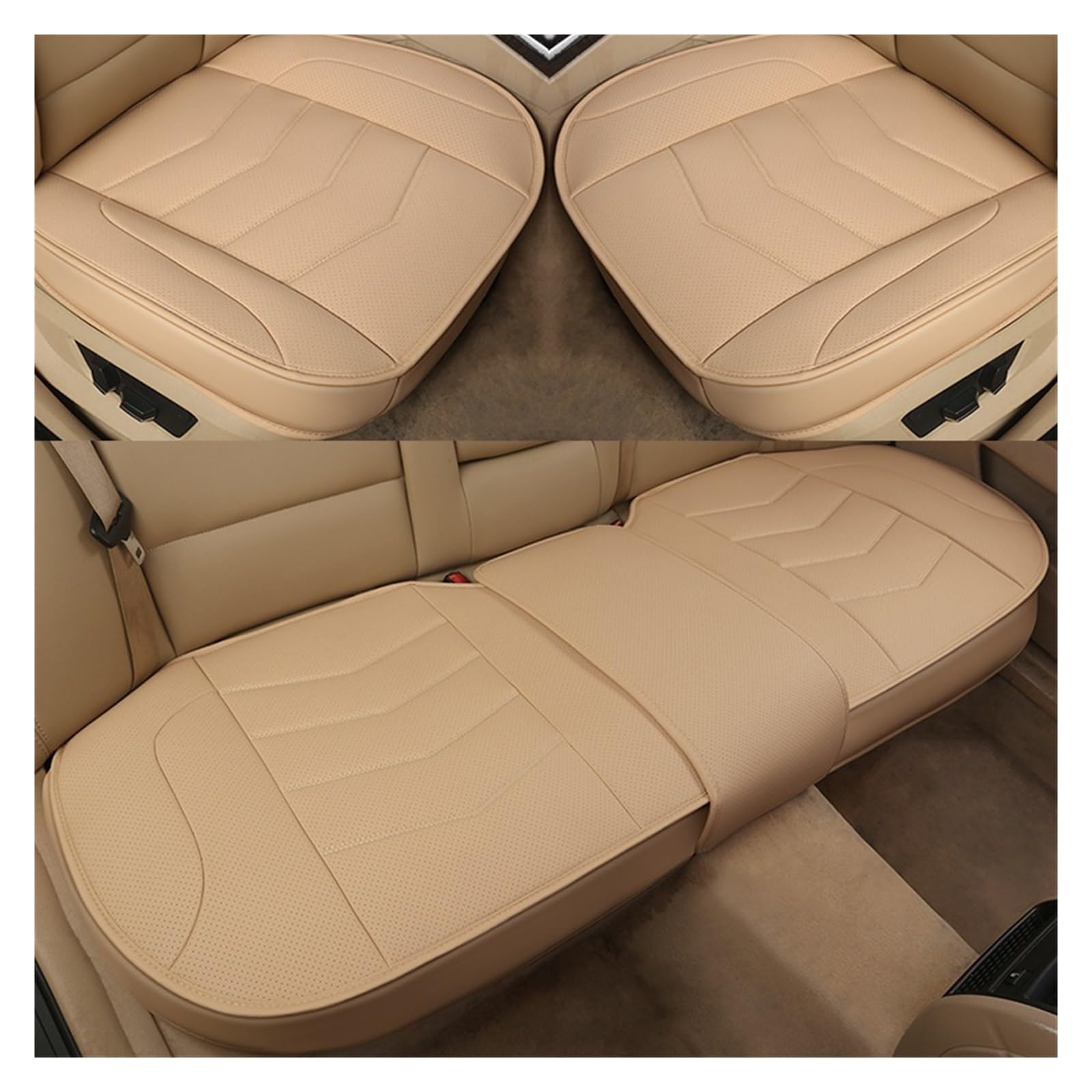 LMHGMUBVR Auto Sitzbezügesets Für Mercedes B&ENZ ABCESRG CL CLA CLK CLS ML GL GLA GLC GLE GLS X Leder Autositzbezug Pad.(Beige,Set of seat Covers) von LMHGMUBVR