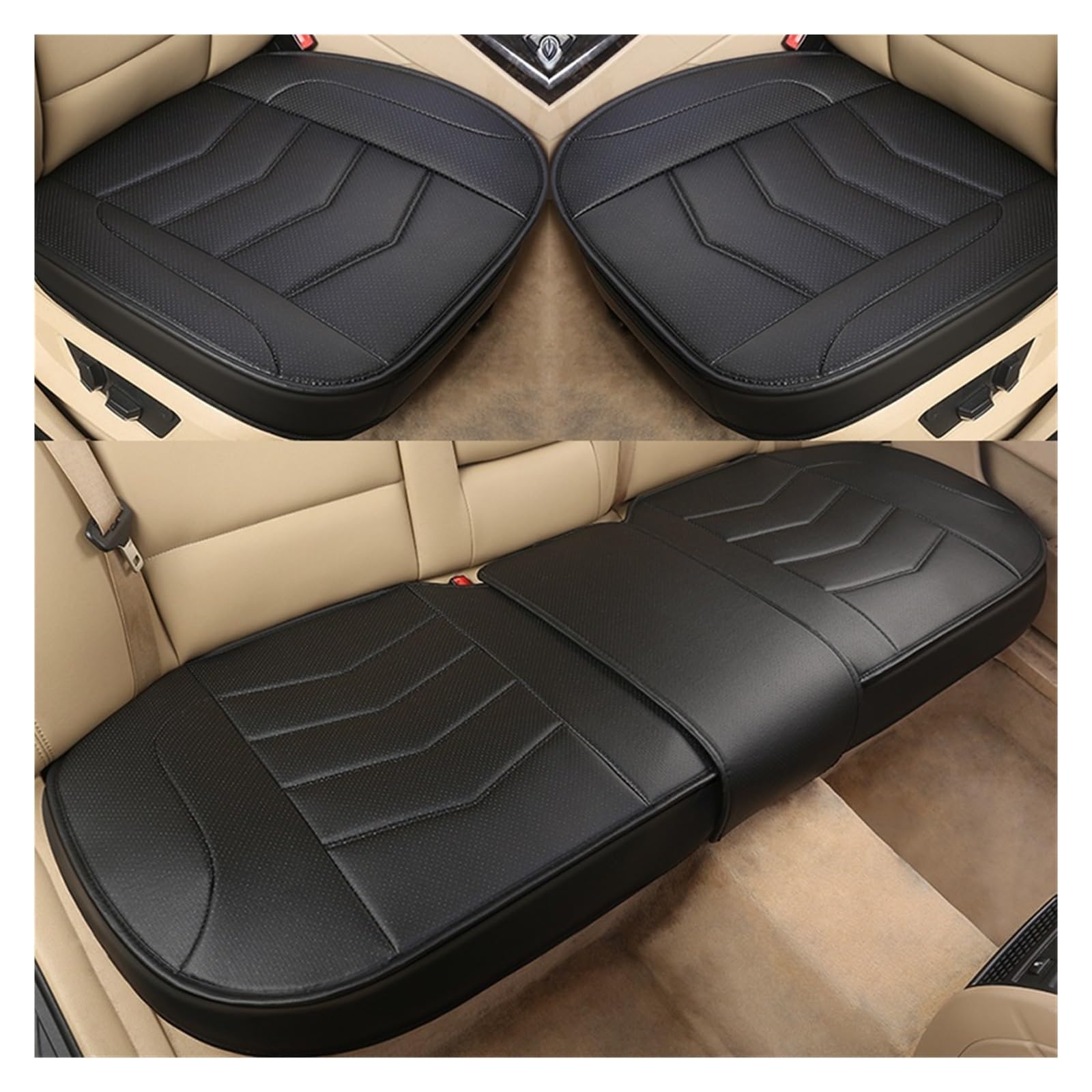 LMHGMUBVR Auto Sitzbezügesets Für Mercedes B&ENZ ABCESRG CL CLA CLK CLS ML GL GLA GLC GLE GLS X Leder Autositzbezug Pad.(Schwarz,Set of seat Covers) von LMHGMUBVR