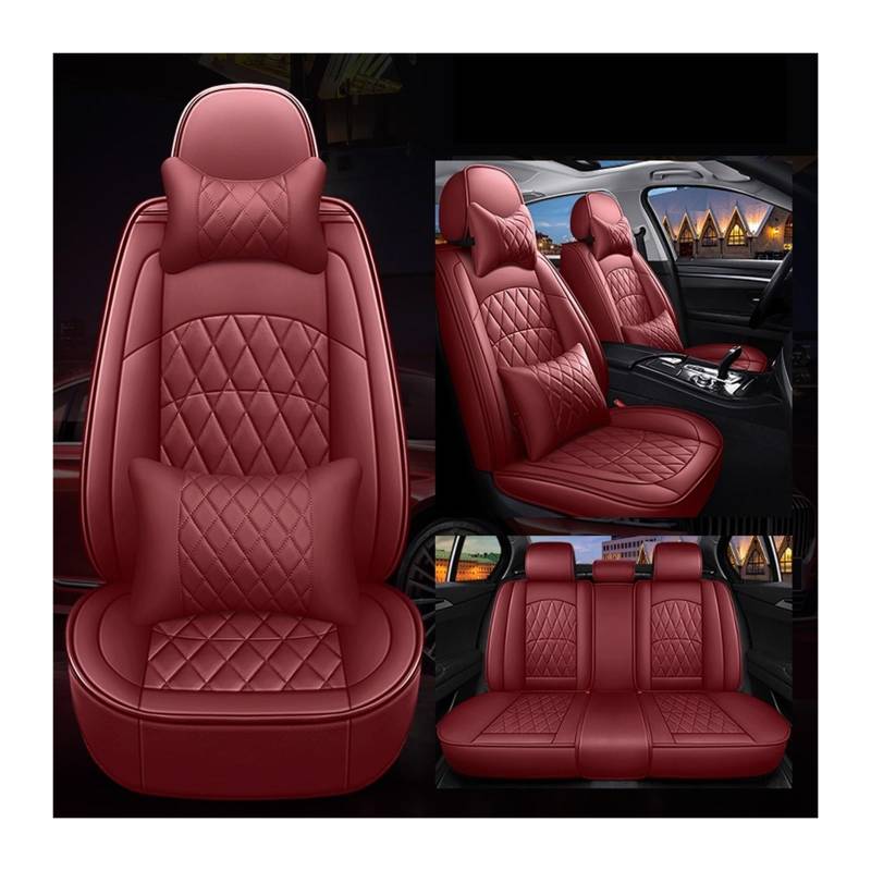 LMHGMUBVR Auto Sitzbezügesets Für T&oyota Für Camry PU Leder Auto Sitzbezug Auto Zubehör.(rot,Set of Covers Accessories) von LMHGMUBVR