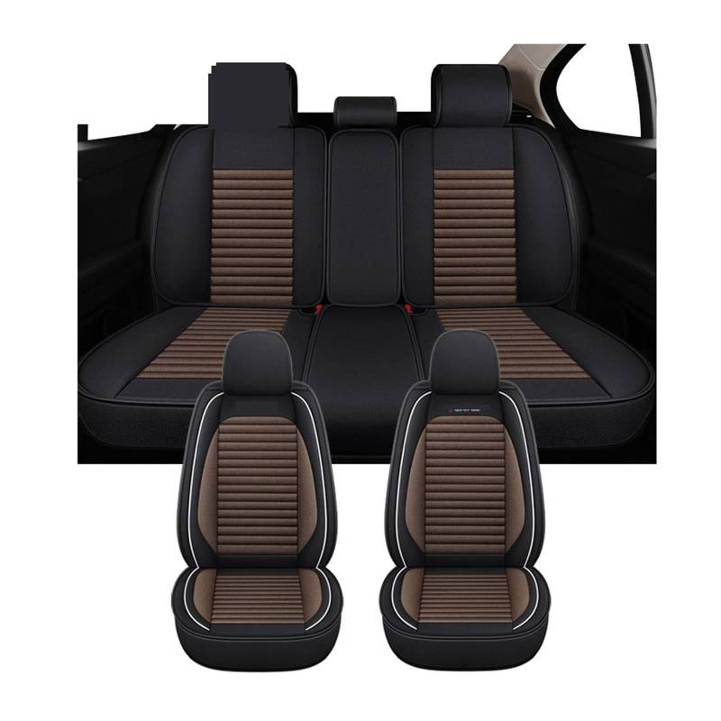 LMHGMUBVR Auto Sitzbezügesets Für T&oyota Für Prius Für CHR Land Cruiser 100 200 Auto Innen Zubehör Flachs Auto Sitz Abdeckung.(Coffee,Set of car Cushion) von LMHGMUBVR