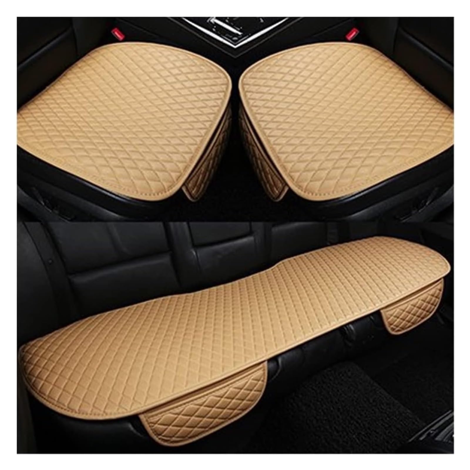 LMHGMUBVR Auto Sitzbezügesets Für T&oyota Für Yaris Für Corolla Für Levin Für Sienta Für Levin Für Venza Für Allion Für Supra Leder Auto Sitzbezug Kissen(Beige) von LMHGMUBVR