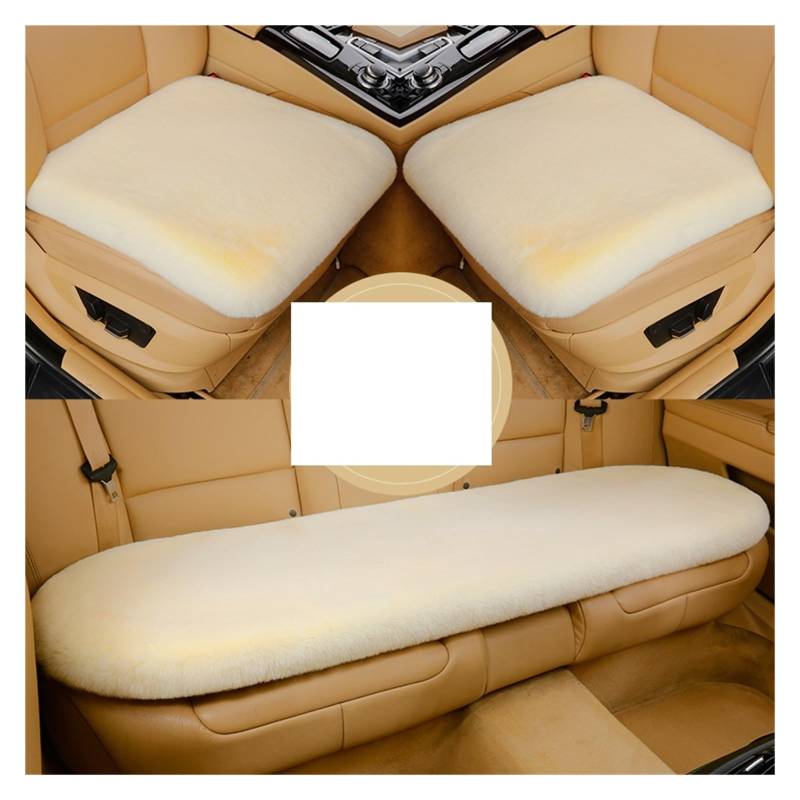 LMHGMUBVR Auto Sitzbezügesets Für T&oyota Warm Plüsch Autositzbezug Winter Universal Rücksitzschutz 。(Beige) von LMHGMUBVR