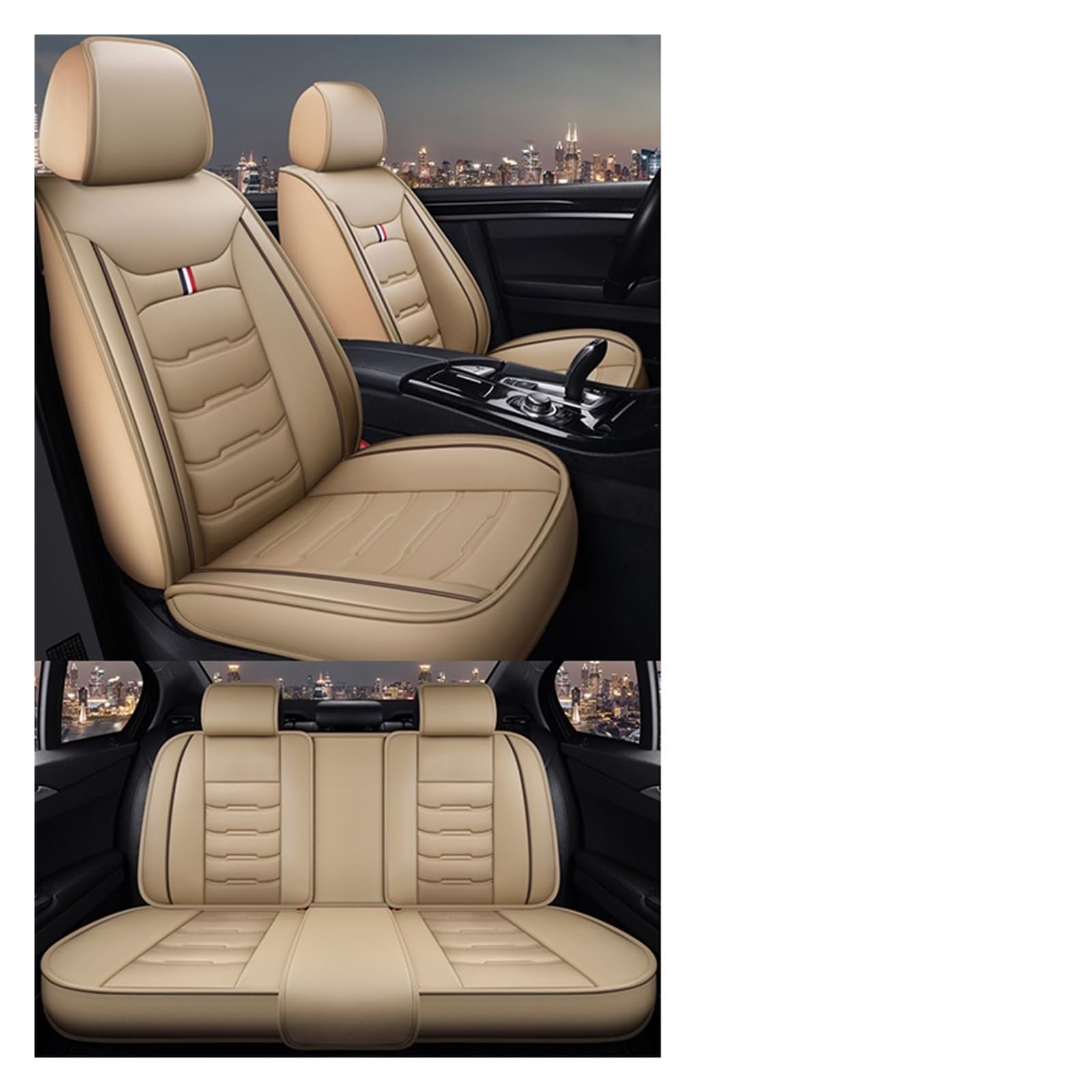 LMHGMUBVR Auto Sitzbezügesets Für V&OLVO alle Automodelle XC60 XC90 XC40 XC70 S60L Universal-Autositzbezug Autozubehör.(Beige,Set of seat Covers) von LMHGMUBVR