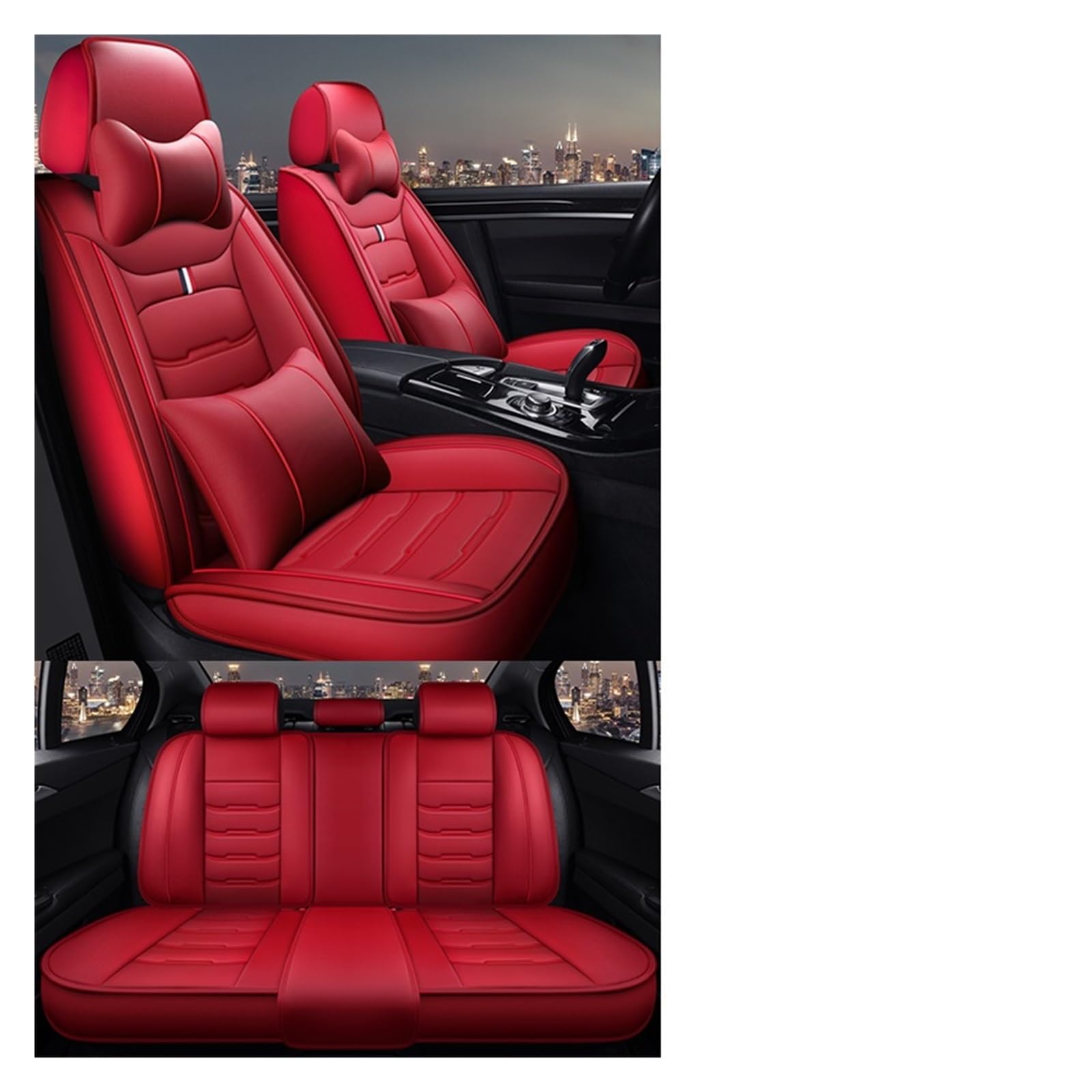 LMHGMUBVR Auto Sitzbezügesets Für V&OLVO alle Automodelle XC60 XC90 XC40 XC70 S60L Universal-Autositzbezug Autozubehör.(rot,Set of Covers+Accessories) von LMHGMUBVR