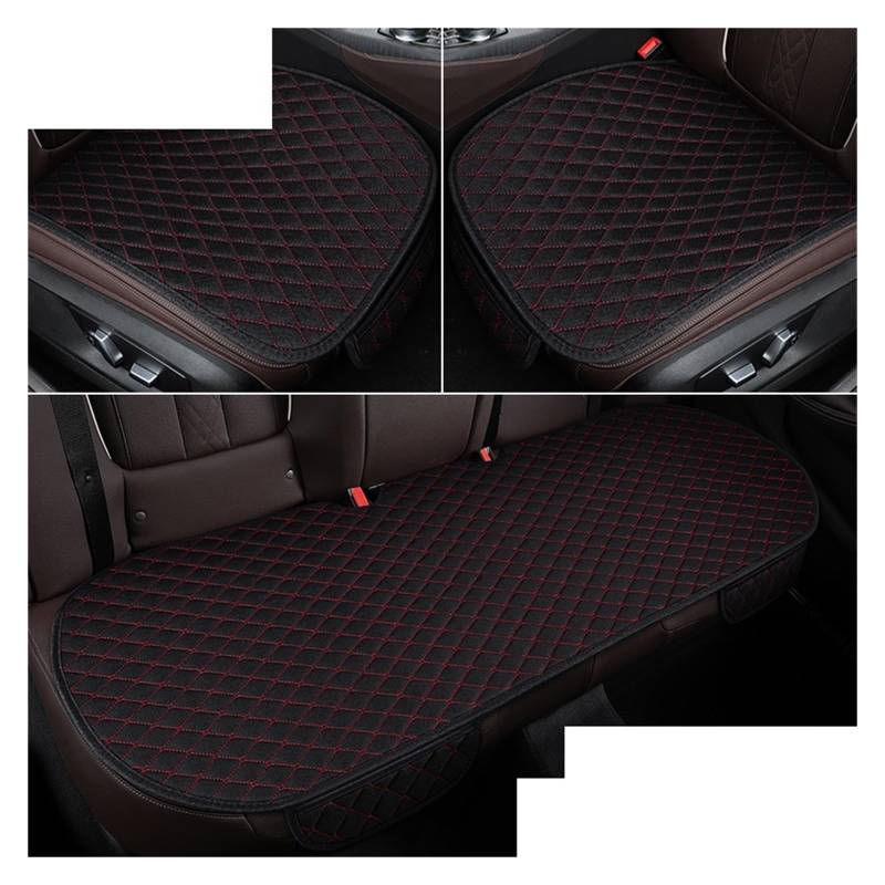 LMHGMUBVR Auto Sitzbezügesets Leinen-Autositzbezüge für alle Jahreszeiten, Premium-Flachs-Fahrzeugsitzkissen, Rutschfester Schutz.(rot,Set of seat Covers) von LMHGMUBVR