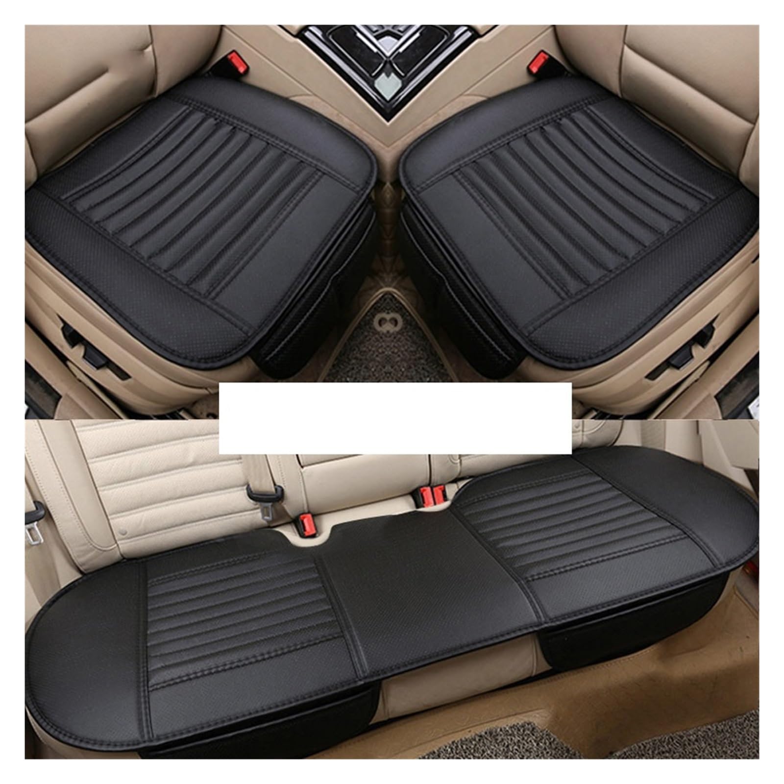 LMHGMUBVR Auto Sitzbezügesets PU Leder Auto Sitzkissen Autos Sitzbezug Universal Auto Stuhl Protector Pad Matte Auto.(Schwarz) von LMHGMUBVR