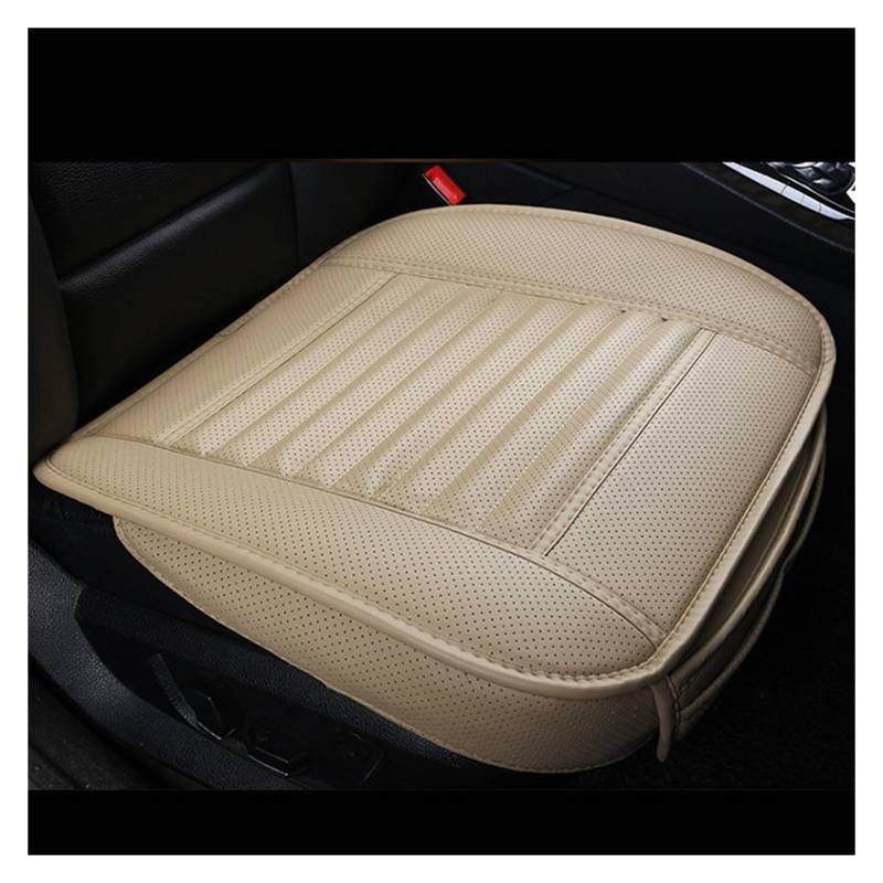 LMHGMUBVR Auto Sitzbezügesets PU-Leder-Autositzbezug, Innenschutz, Sitzbezug, Matten, Autositzbezug, Kissen, Vier Jahreszeiten-Pads.(Beige,1xFront Seat Covers) von LMHGMUBVR