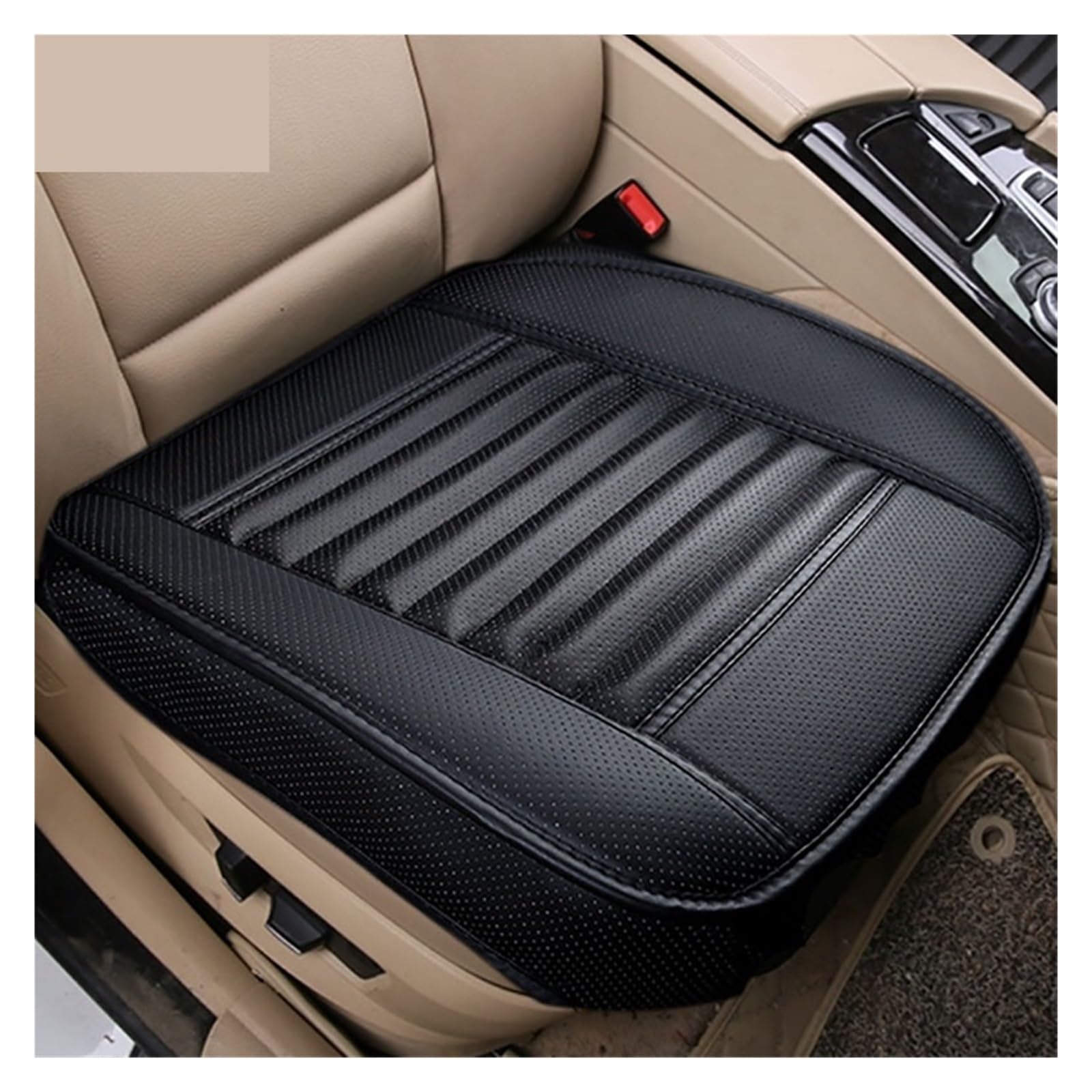 LMHGMUBVR Auto Sitzbezügesets PU-Leder-Autositzbezug, Innenschutz, Sitzbezug, Matten, Autositzbezug, Kissen, Vier Jahreszeiten-Pads.(Schwarz,1xFront Seat Covers) von LMHGMUBVR