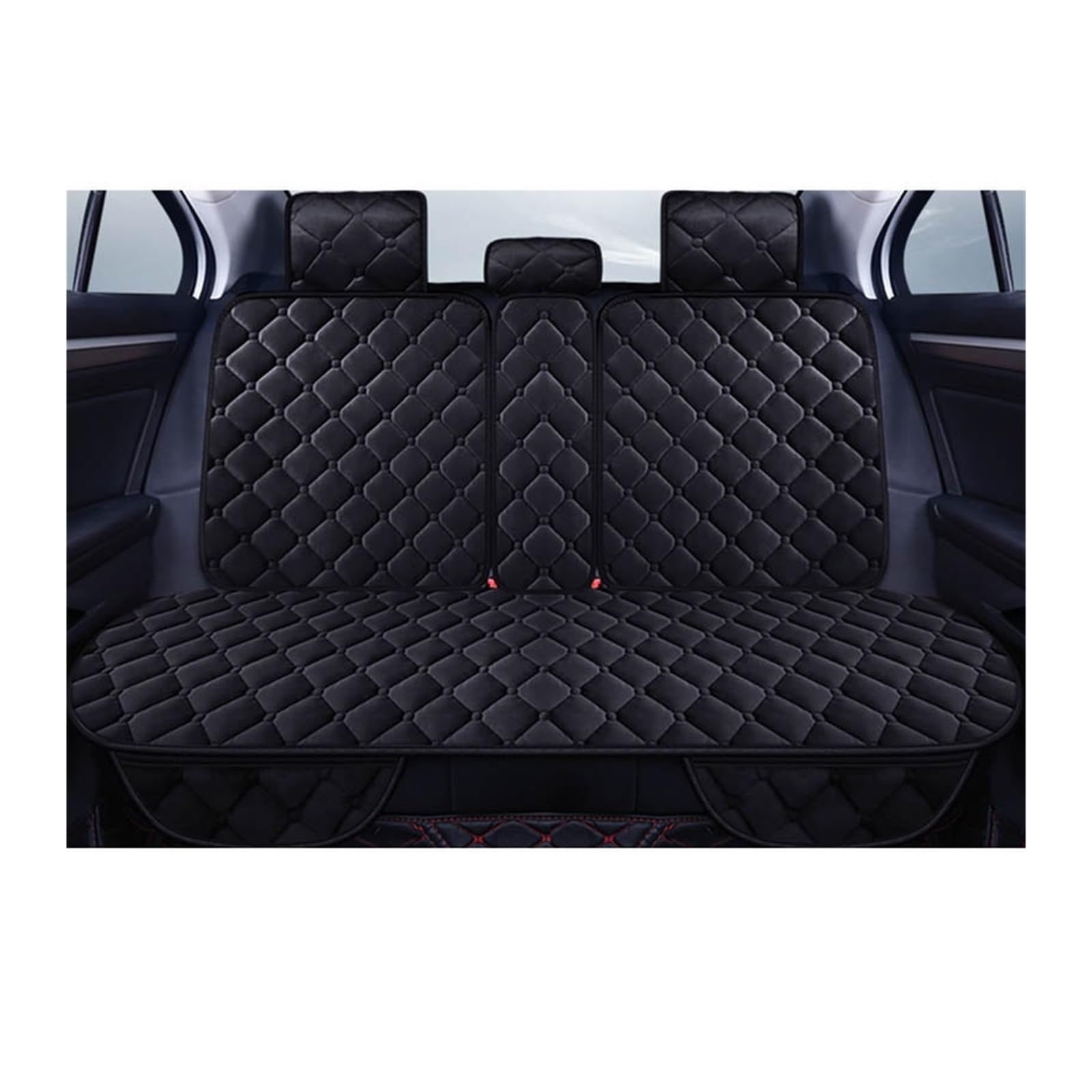 LMHGMUBVR Auto Sitzbezügesets Plüsch-Autositzbezug, Winter, warm, Auto vorne, hinten, hinten, mit Rückenlehne, Univer Salfluffy Decke, Kissen, Innenschutz.(Schwarz,1xRear Seat Covers) von LMHGMUBVR