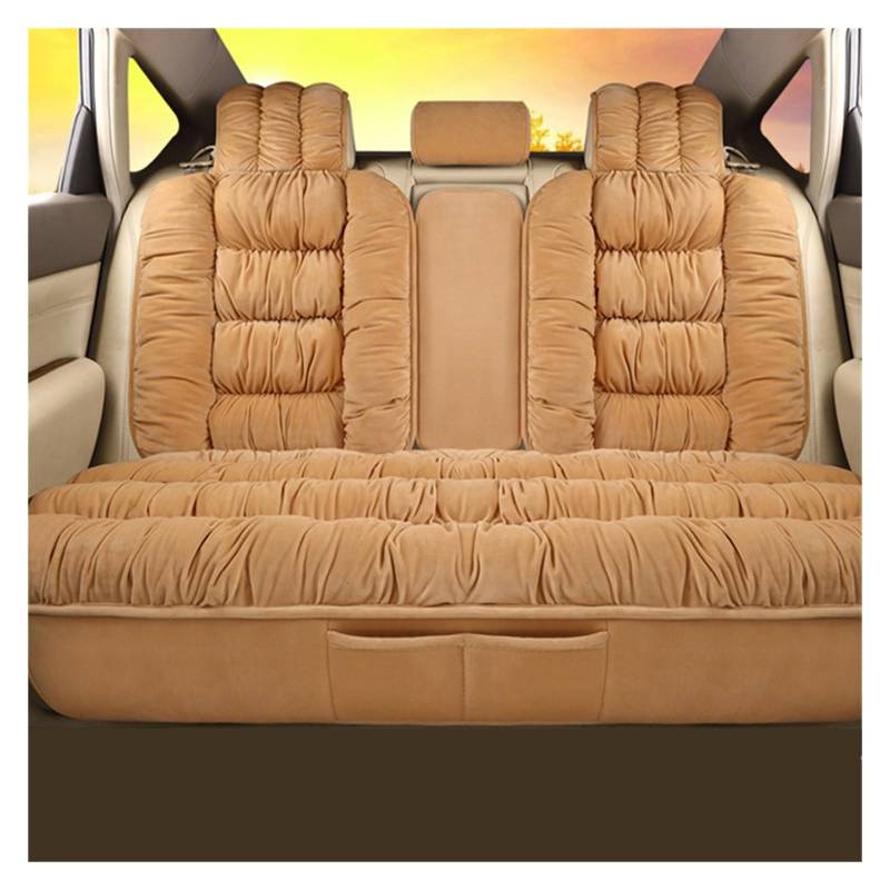 LMHGMUBVR Auto Sitzbezügesets Plüsch-Autositzbezug, universelle Sitzbezüge, Schutz für Autos, Sitzkissen, warme Teppichmatte, Winter-Sitzbezug.(Beige,1 PCS Rear Seat Covers) von LMHGMUBVR