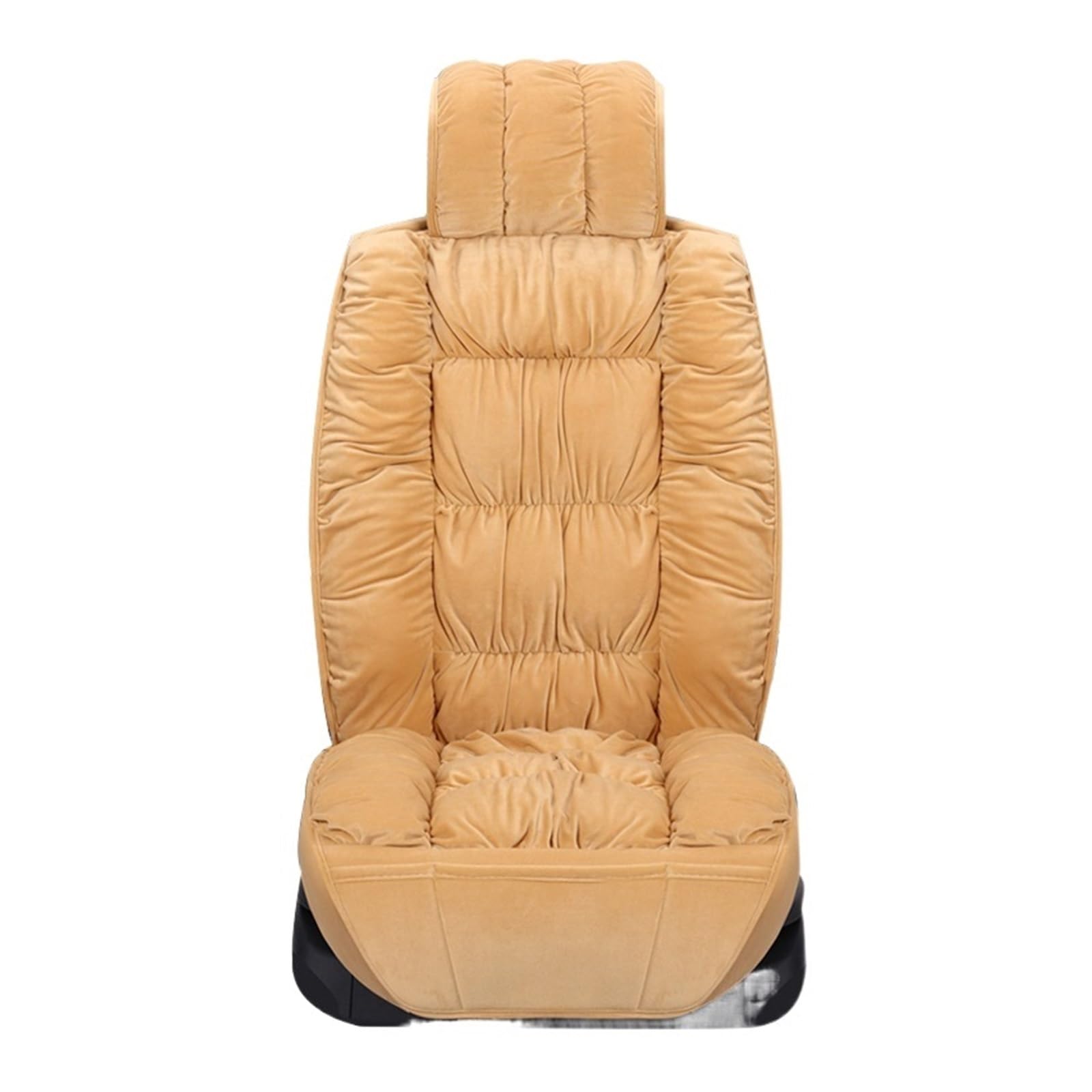 LMHGMUBVR Auto Sitzbezügesets Plüsch-Autositzbezug, universelle Sitzbezüge, Schutz für Autos, Sitzkissen, warme Teppichmatte, Winter-Sitzbezug.(Beige,1pcs Front Seat Covers) von LMHGMUBVR