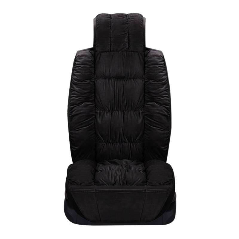 LMHGMUBVR Auto Sitzbezügesets Plüsch-Autositzbezug, universelle Sitzbezüge, Schutz für Autos, Sitzkissen, warme Teppichmatte, Winter-Sitzbezug.(Schwarz,1pcs Front Seat Covers) von LMHGMUBVR