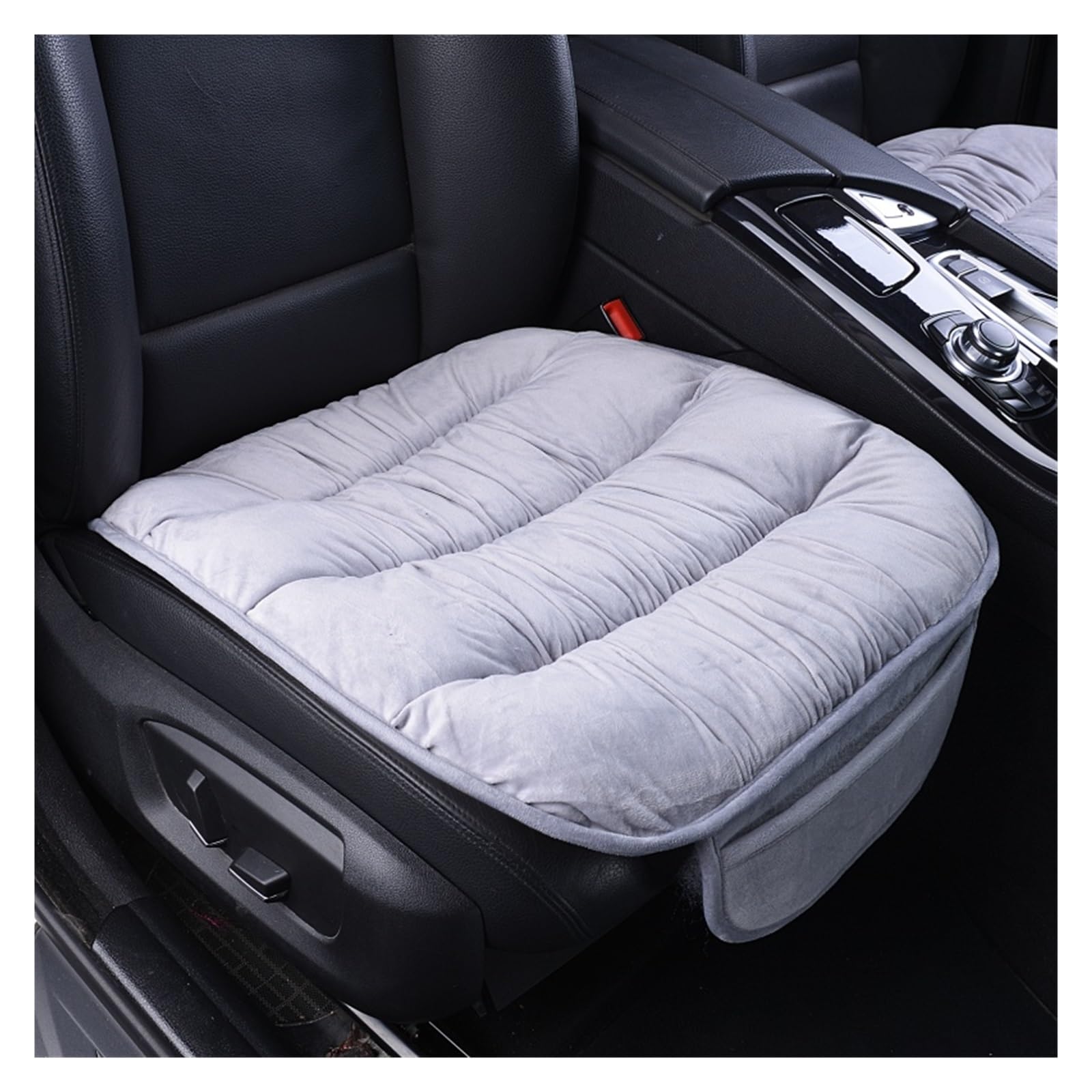 LMHGMUBVR Auto Sitzbezügesets Plüsch-Baumwoll-Autositzbezug, Winter umgeben, warmes Winterkissen, Kunstpelz für Sitzschutzmatte, Auto-Innenzubehör.(Grey,1xFront Seat Covers) von LMHGMUBVR