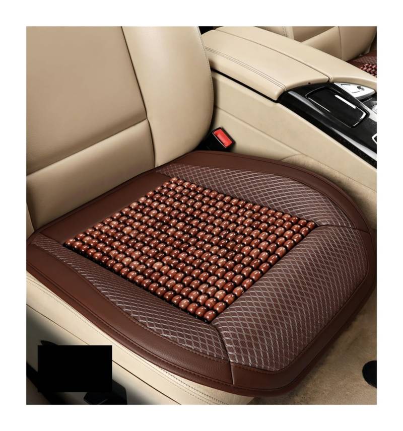 LMHGMUBVR Auto Sitzbezügesets Sommerbelüftungsperlen-Sitzkissen, Holzkugel, Autokissen, Einzelstück Aus Kampferholz, Pneumatisch.(Braun,1xFront Seat Covers) von LMHGMUBVR