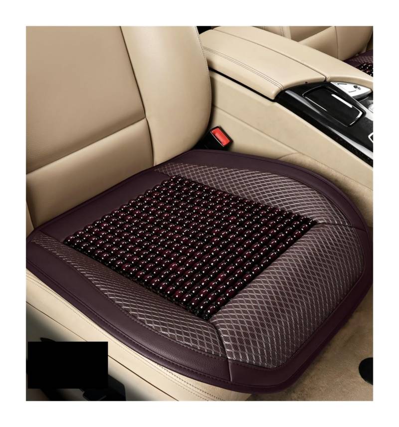 LMHGMUBVR Auto Sitzbezügesets Sommerbelüftungsperlen-Sitzkissen, Holzkugel, Autokissen, Einzelstück Aus Kampferholz, Pneumatisch.(Coffee,1xFront Seat Covers) von LMHGMUBVR