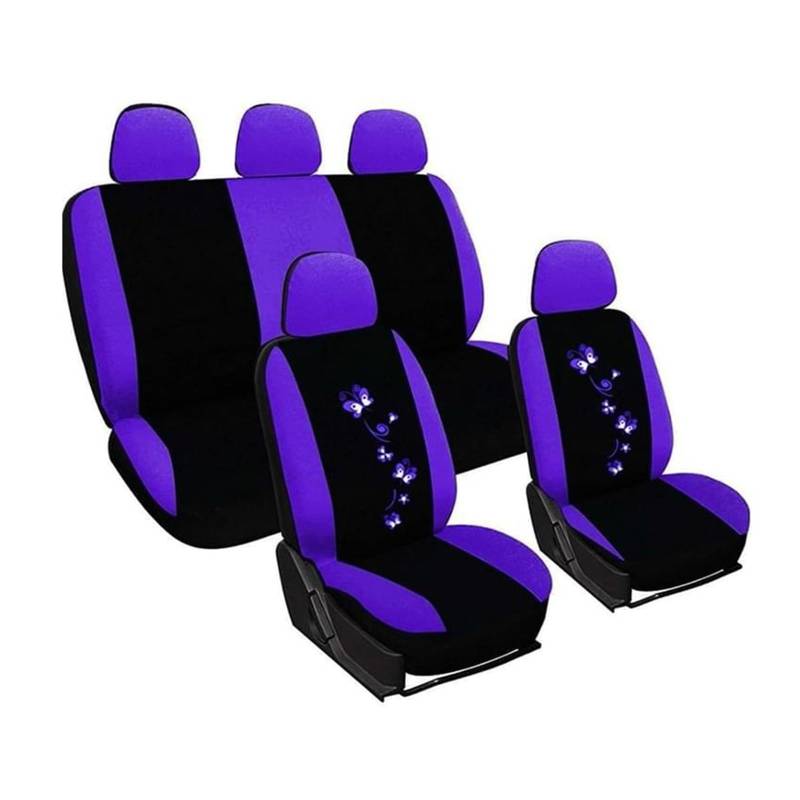 LMHGMUBVR Auto Sitzbezügesets Universal Auto Abdeckungen Auto Sitz Schützen Für Männer Frauen Auto Sitzbezüge Schmetterling Stickerei.(Lila,Set of seat Covers) von LMHGMUBVR