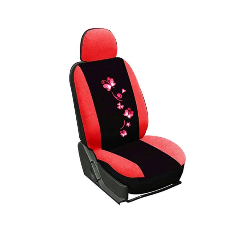 LMHGMUBVR Auto Sitzbezügesets Universal Auto Abdeckungen Auto Sitz Schützen Für Männer Frauen Auto Sitzbezüge Schmetterling Stickerei.(rot,1xHigh Back Seat Covers) von LMHGMUBVR