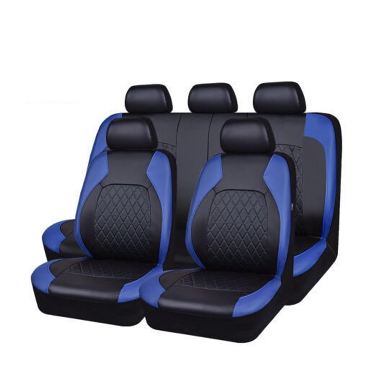 LMHGMUBVR Auto Sitzbezügesets Universal-Autositzbezüge aus PU-Leder, Airbag-kompatibel, wasserdichter Autositzschutz.(Blau) von LMHGMUBVR