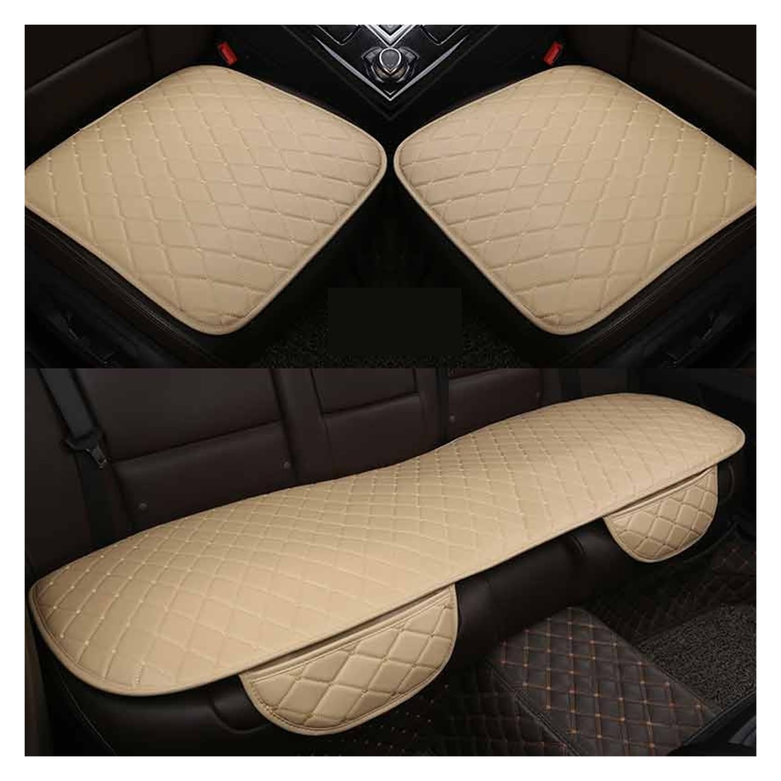 LMHGMUBVR Auto Sitzbezügesets Universal Autositzbezug Kissen Four Seasons Protect Set Stuhlmatte Auto-Styling.(Beige) von LMHGMUBVR