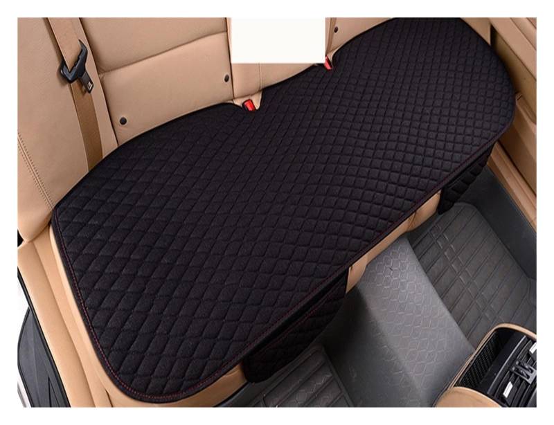 LMHGMUBVR Auto Sitzbezügesets Universal Autositzbezug Leinen Stoff Four Seasons Vorne Hinten Flachs Kissen Atmungsaktive Schutzmatte Pad Auto Zubehör.(Black for Rear seat) von LMHGMUBVR