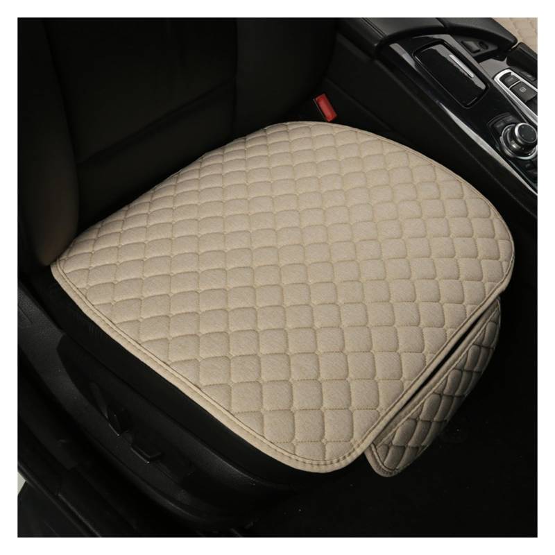 LMHGMUBVR Auto Sitzbezügesets Universal Flachs Auto Sitz Abdeckung Automobil Sitz Rückenlehne Kissen Pad Matte Für Auto Vorne Auto Styling Innen.(Beige,1xFront Seat Covers) von LMHGMUBVR