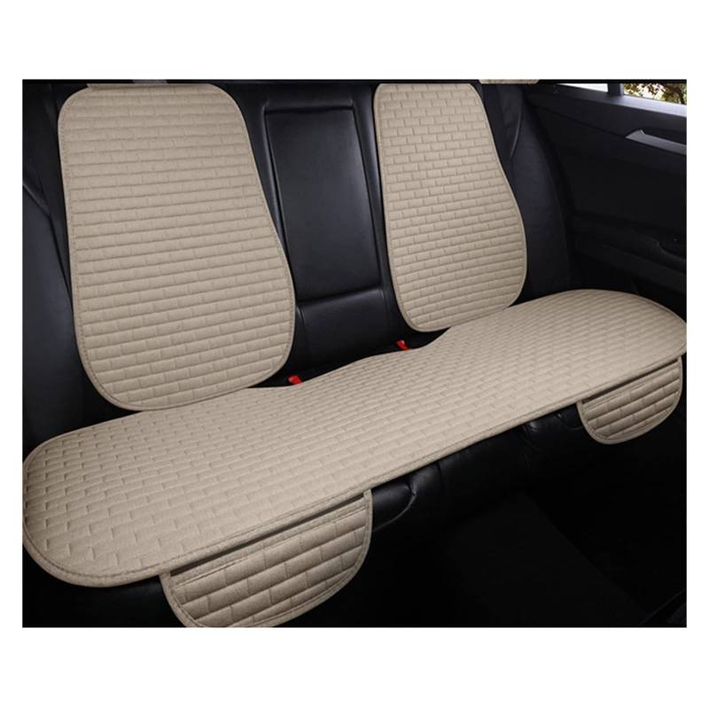 LMHGMUBVR Auto Sitzbezügesets Universeller Autositzbezug vorne/hinten, Flachs-Sitzschutzkissen, Autositzkissen-Schutzpolster, Autoabdeckungsmatte.(Beige,1 PCS Rear Seat Covers) von LMHGMUBVR