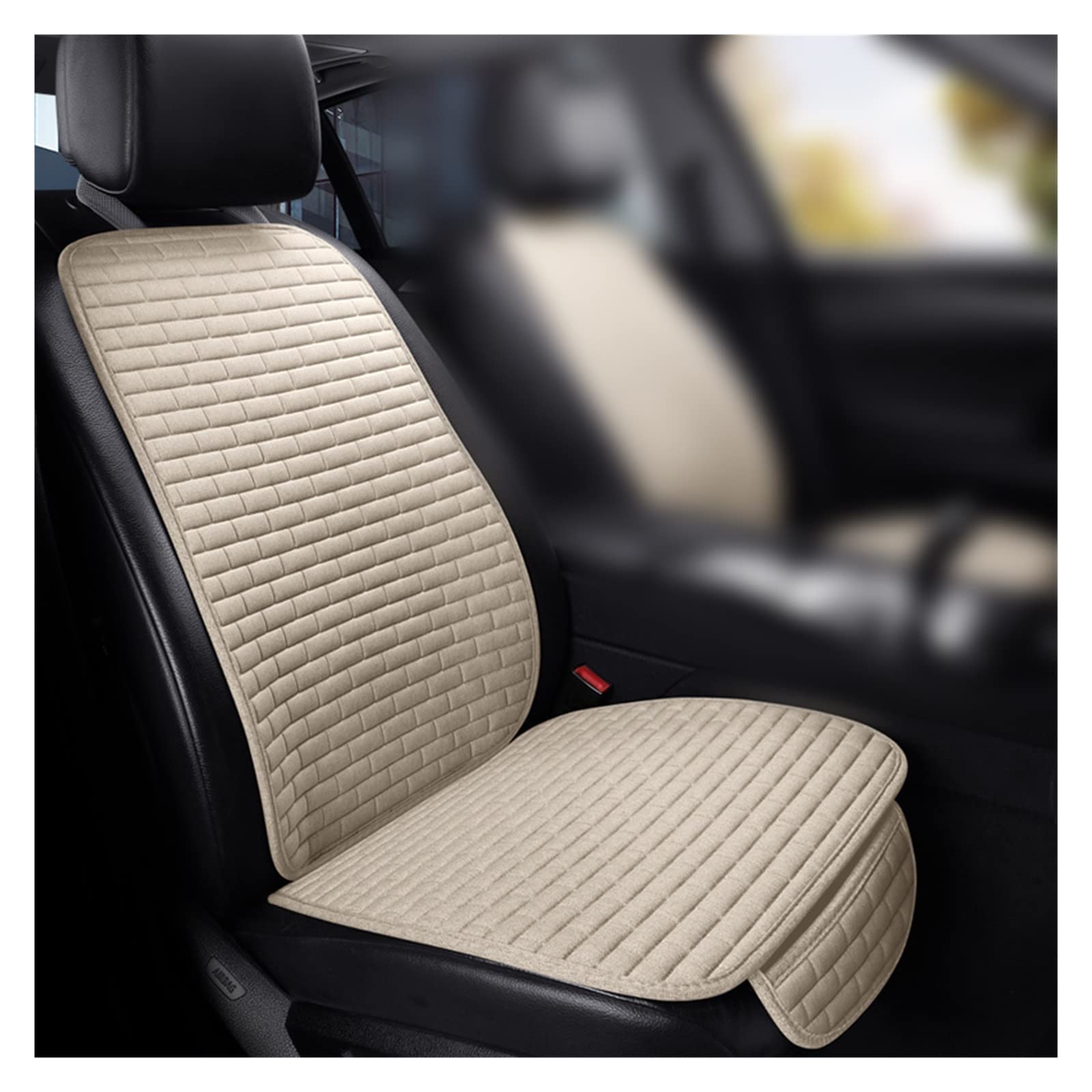 LMHGMUBVR Auto Sitzbezügesets Universeller Autositzbezug vorne/hinten, Flachs-Sitzschutzkissen, Autositzkissen-Schutzpolster, Autoabdeckungsmatte.(Beige,1pcs Front Seat Covers) von LMHGMUBVR