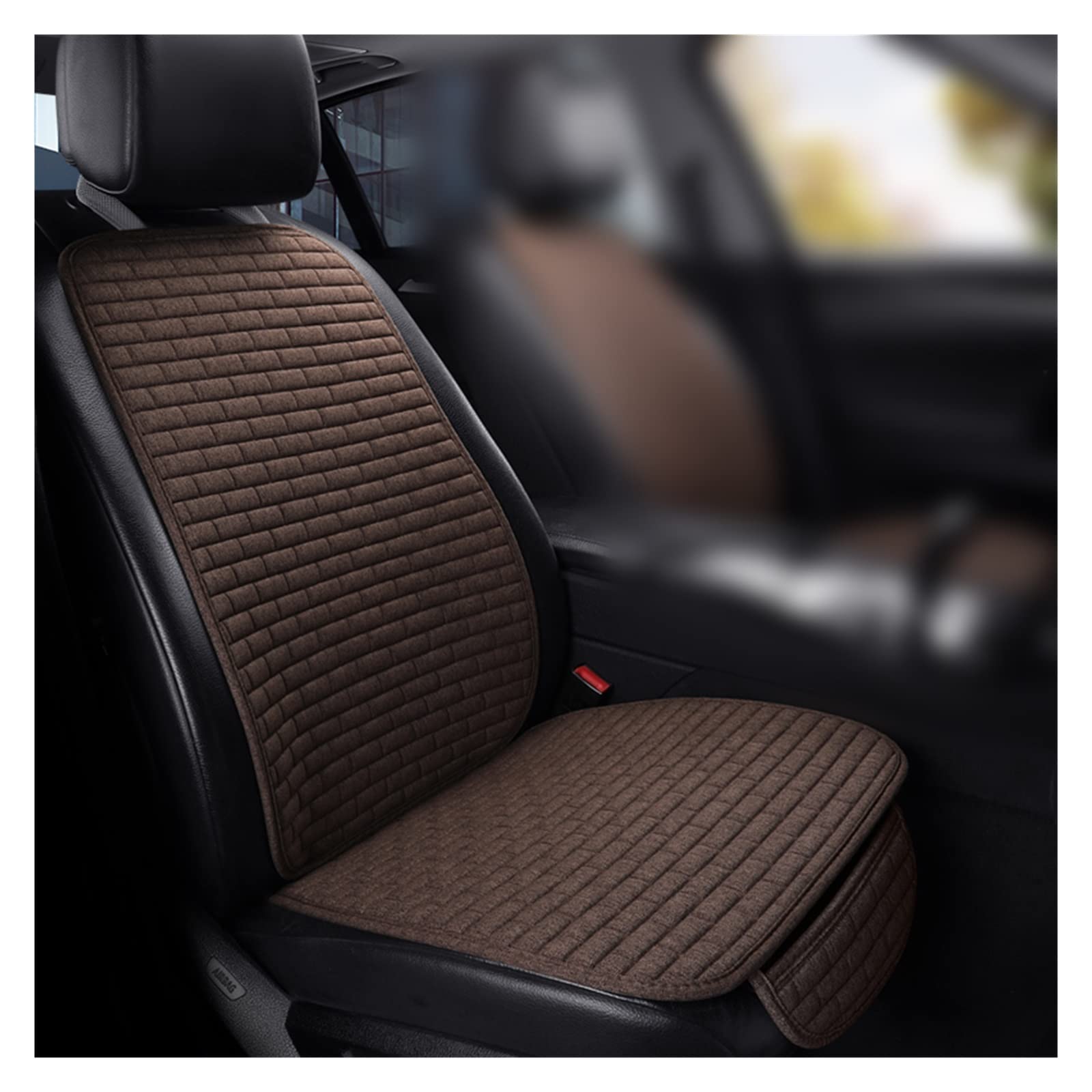 LMHGMUBVR Auto Sitzbezügesets Universeller Autositzbezug vorne/hinten, Flachs-Sitzschutzkissen, Autositzkissen-Schutzpolster, Autoabdeckungsmatte.(Braun,1pcs Front Seat Covers) von LMHGMUBVR