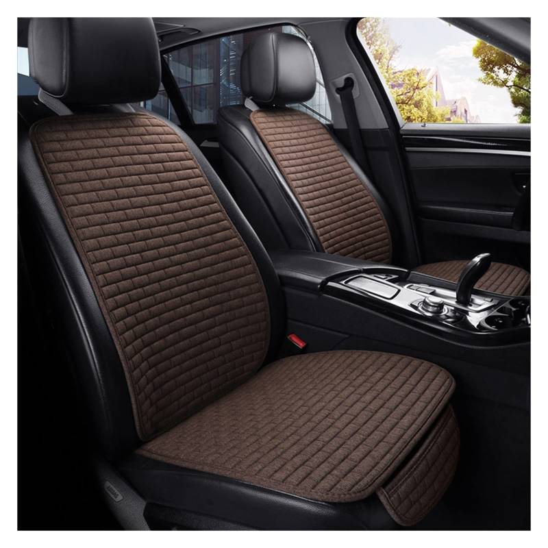 LMHGMUBVR Auto Sitzbezügesets Universeller Autositzbezug vorne/hinten, Flachs-Sitzschutzkissen, Autositzkissen-Schutzpolster, Autoabdeckungsmatte.(Braun,2pcsFront Seat Covers) von LMHGMUBVR