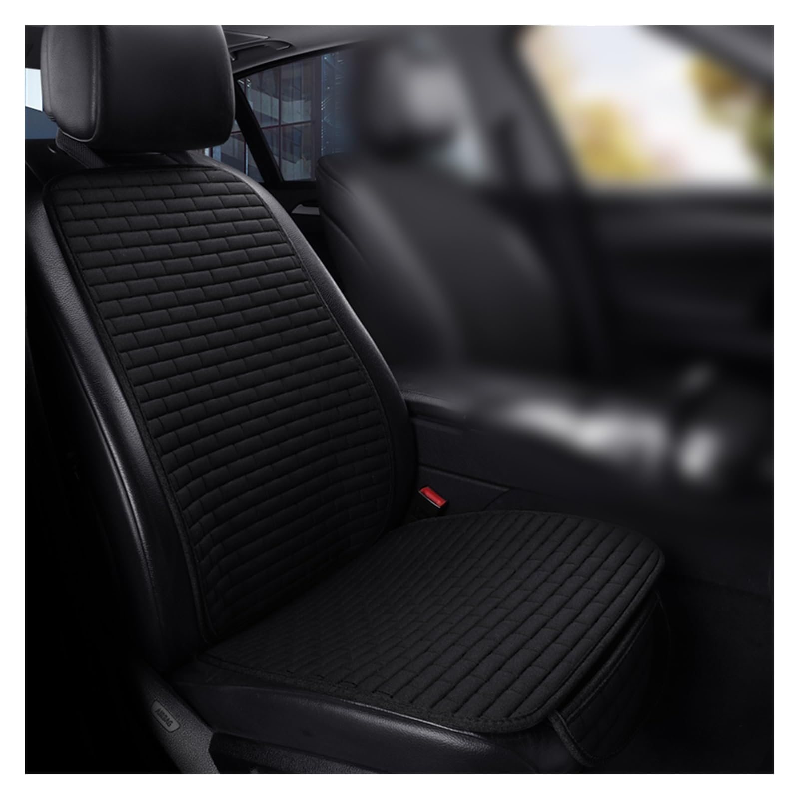 LMHGMUBVR Auto Sitzbezügesets Universeller Autositzbezug vorne/hinten, Flachs-Sitzschutzkissen, Autositzkissen-Schutzpolster, Autoabdeckungsmatte.(Schwarz,1pcs Front Seat Covers) von LMHGMUBVR