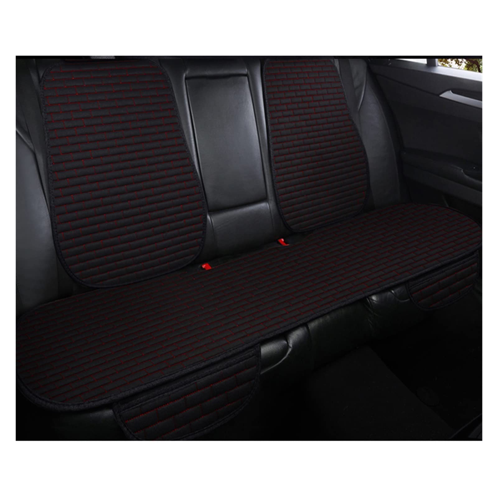 LMHGMUBVR Auto Sitzbezügesets Universeller Autositzbezug vorne/hinten, Flachs-Sitzschutzkissen, Autositzkissen-Schutzpolster, Autoabdeckungsmatte.(rot,1 PCS Rear Seat Covers) von LMHGMUBVR