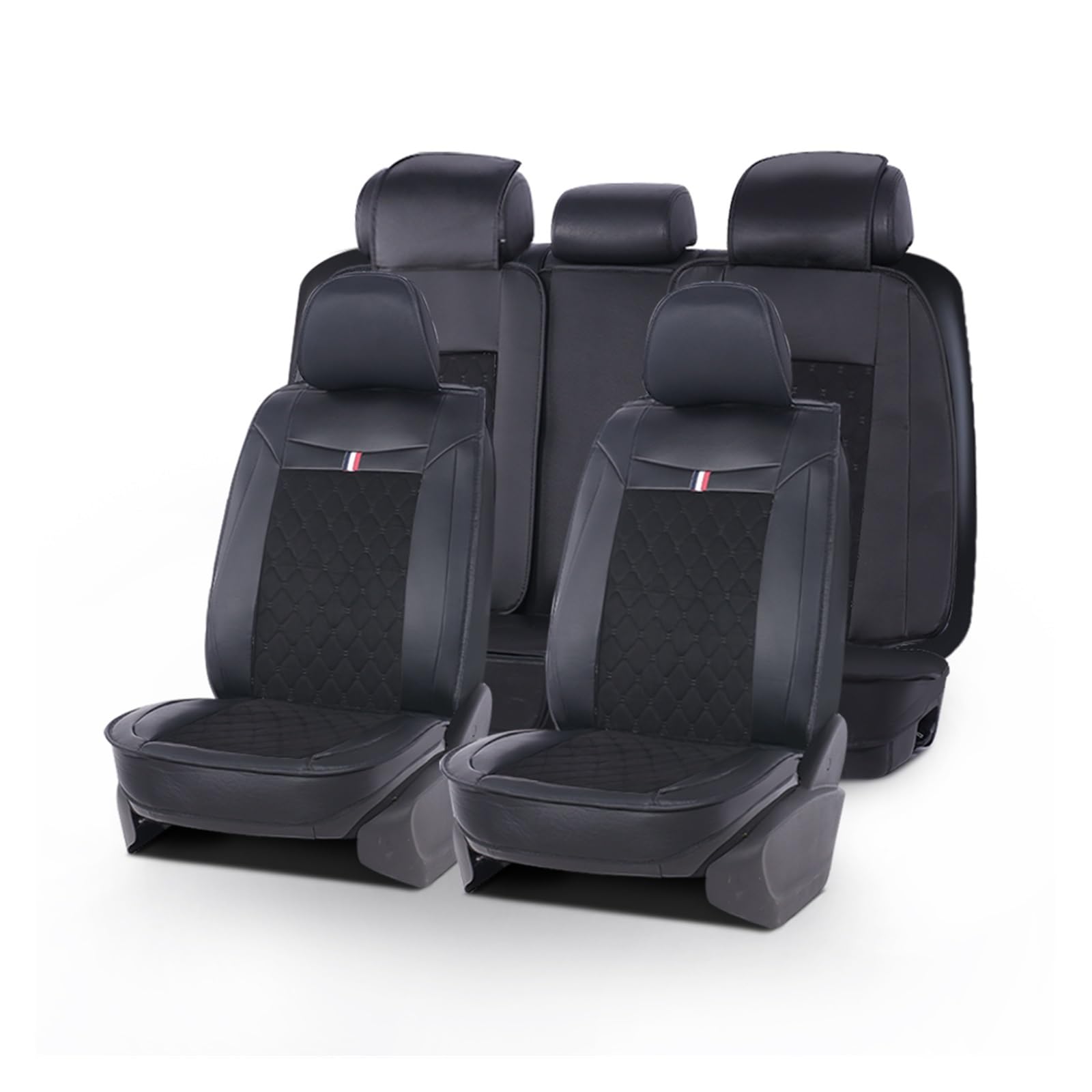 LMHGMUBVR Auto Sitzbezügesets Universeller PU-Leder-Autositzbezug, wasserdicht.(Schwarz,2X High Back Seat Covers) von LMHGMUBVR