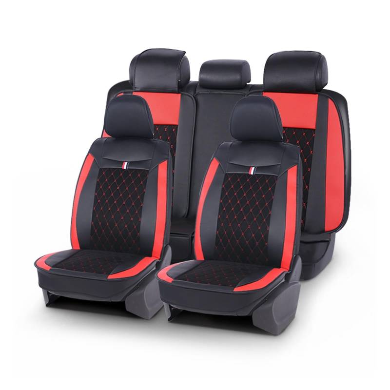 LMHGMUBVR Auto Sitzbezügesets Universeller PU-Leder-Autositzbezug, wasserdicht.(rot,2X High Back Seat Covers) von LMHGMUBVR