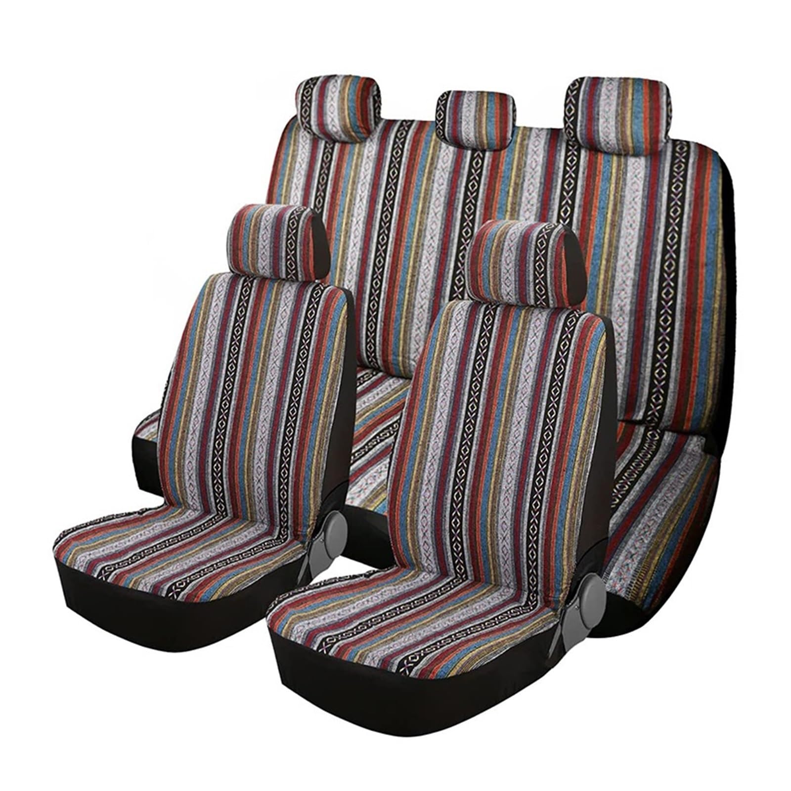 LMHGMUBVR Auto Sitzbezügesets Universelles Autositzbezug-Set, Mehrfarbig, Ethno-Stil, langlebig, Schalensitzbezug.(Set of seat Covers) von LMHGMUBVR