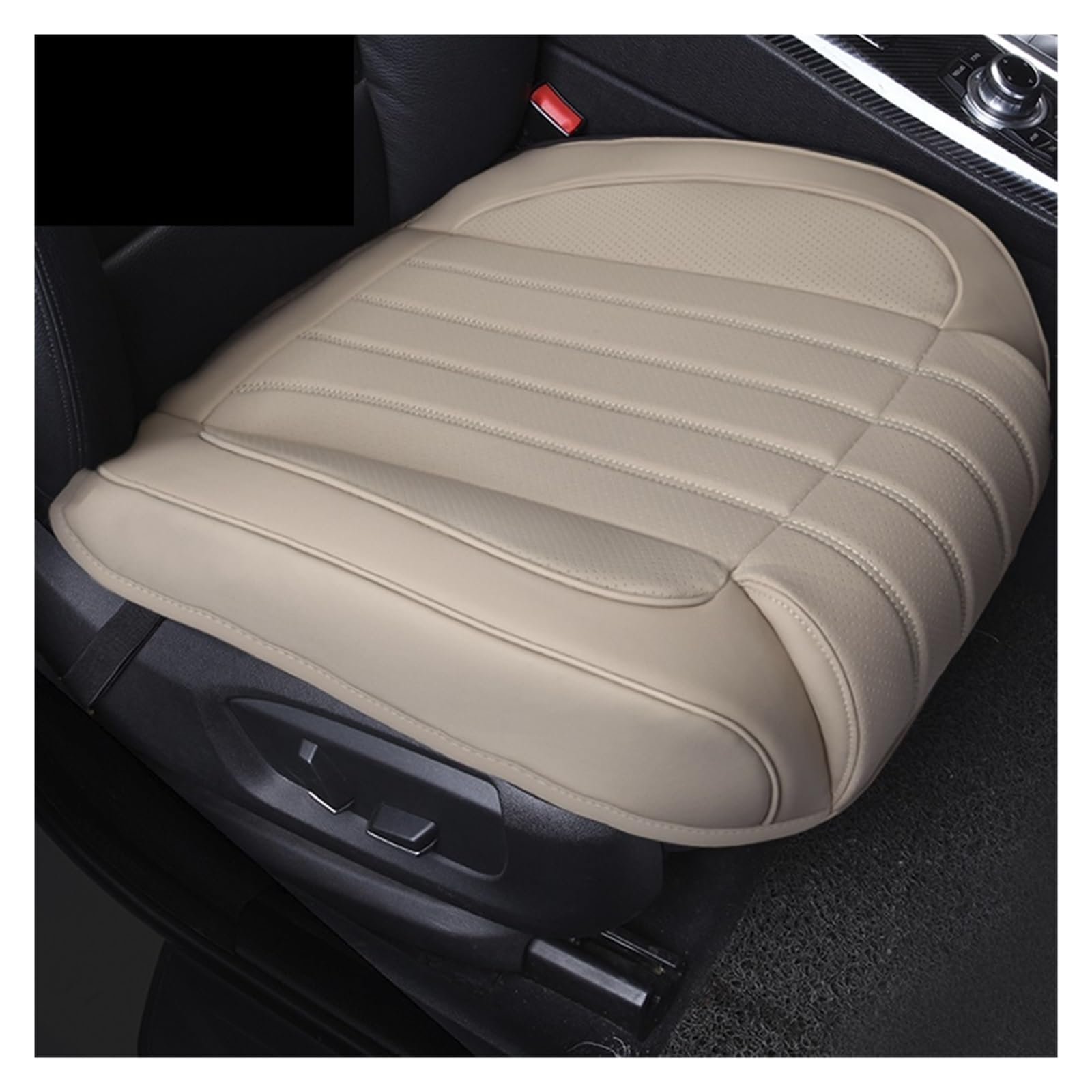 LMHGMUBVR Auto Sitzbezügesets Universelles Autositzkissen-Schutzmatten-Pad, atmungsaktives PU-Leder-Autositzbezug-Set.(Beige,1pc Front Cover) von LMHGMUBVR