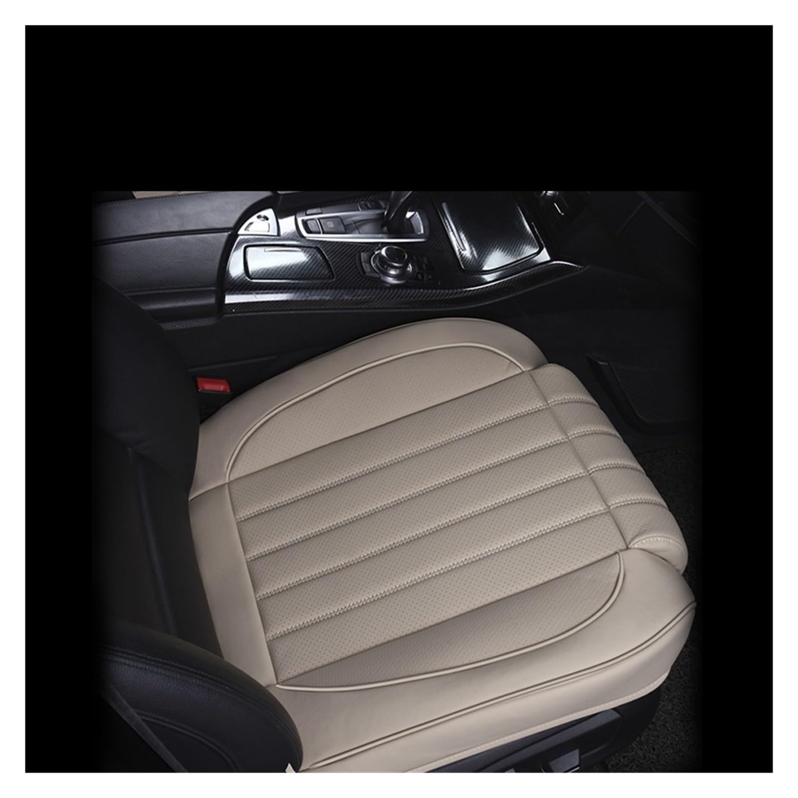 LMHGMUBVR Auto Sitzbezügesets Universelles Autositzkissen-Schutzmatten-Pad, atmungsaktives PU-Leder-Autositzbezug-Set.(Beige,2 pcs Front seat Covers) von LMHGMUBVR