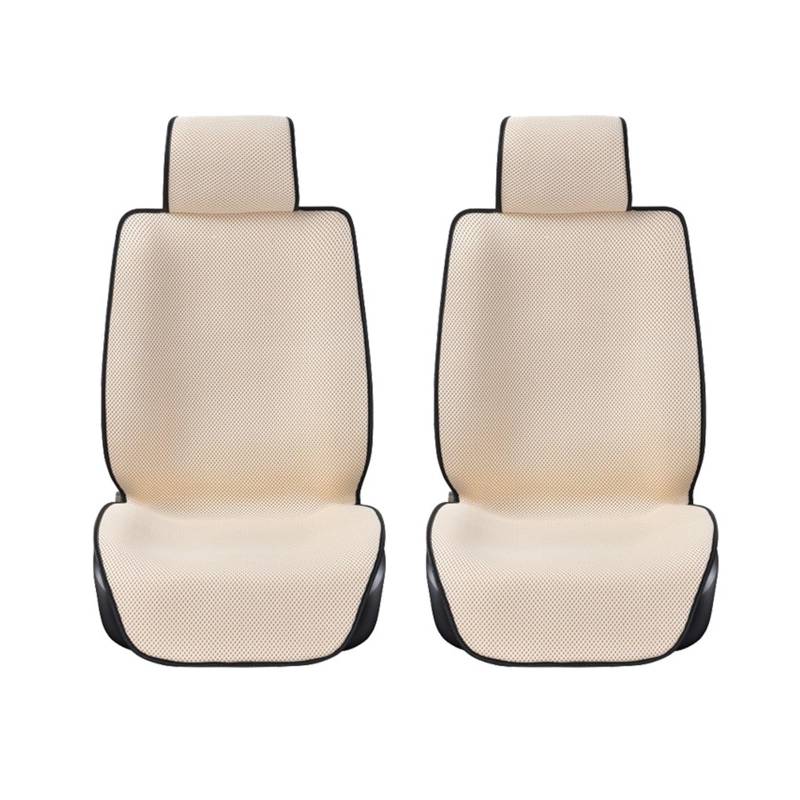 LMHGMUBVR Auto Sitzbezügesets Vorderer Autositzbezug, Autositzkissen mit Rückenlehne, 3D-Mesh-Autositzschutz.(Beige,2xHigh Back Seat Covers) von LMHGMUBVR